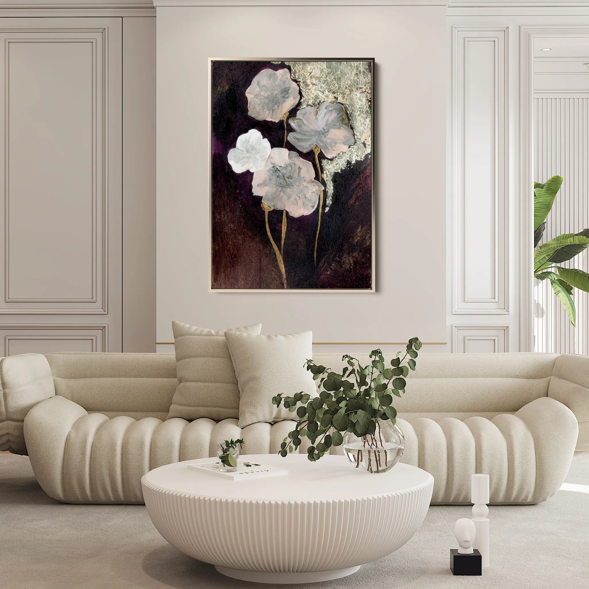 Floral 530 Canvas Art 18" x 24" / 45 x 60 cm / Black