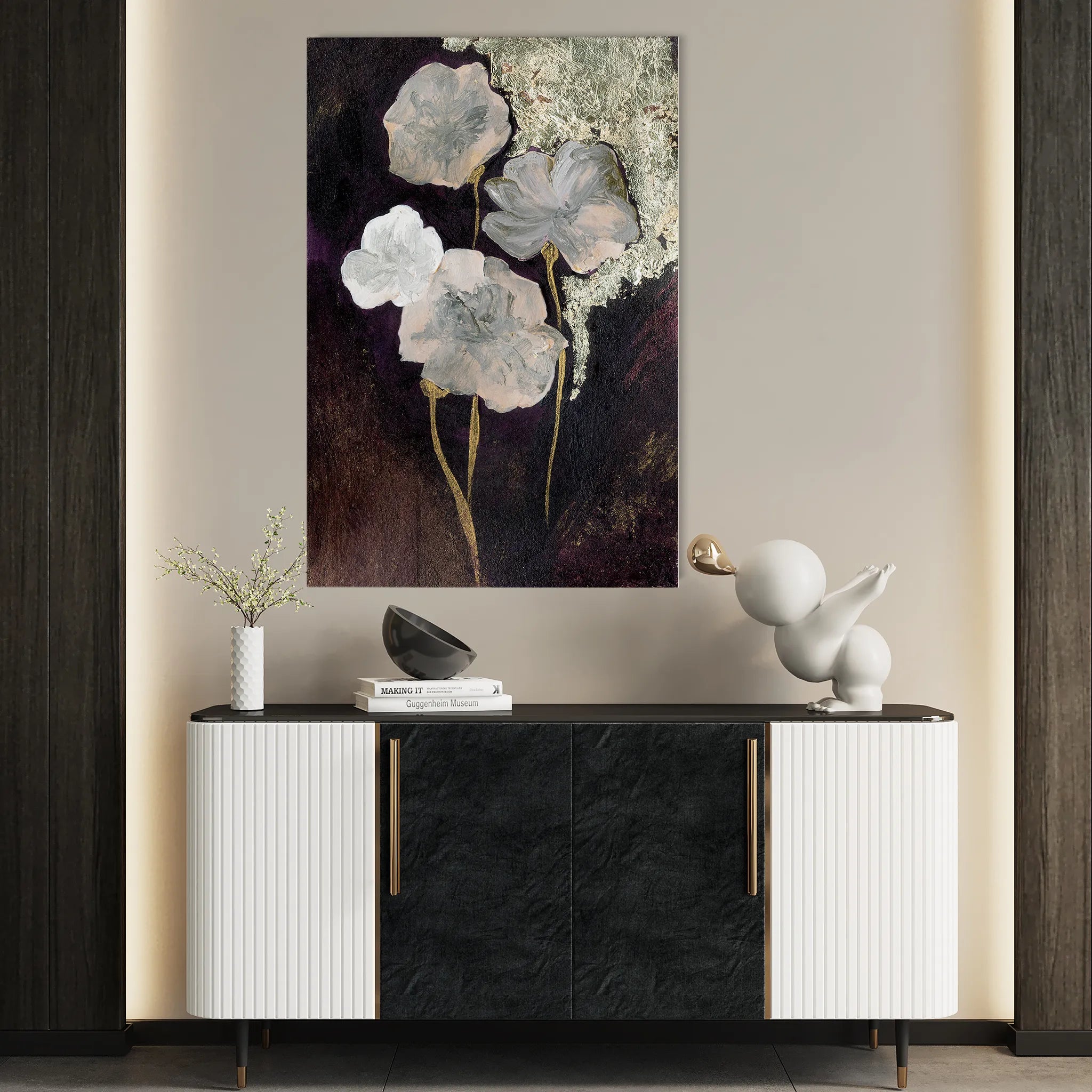 Floral 530 Canvas Art 18" x 24" / 45 x 60 cm / Black
