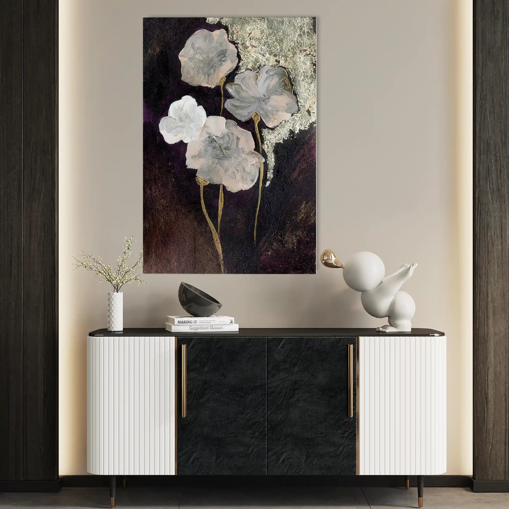 Floral 530 Canvas Art 60 x 40 cm / Black