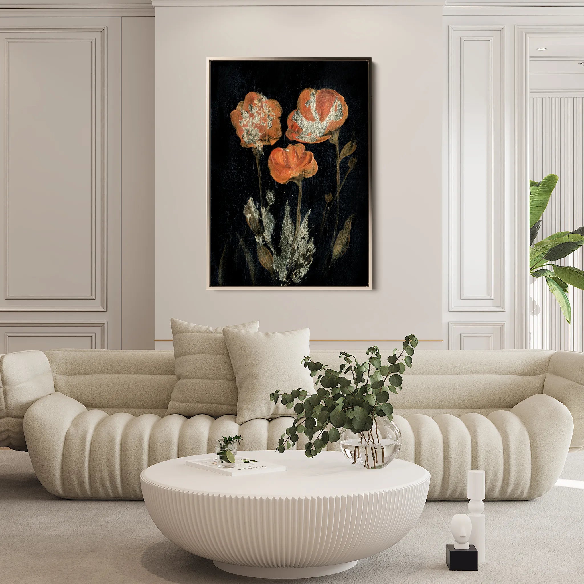 Floral 534 Canvas Art 18" x 24" / 45 x 60 cm / Black