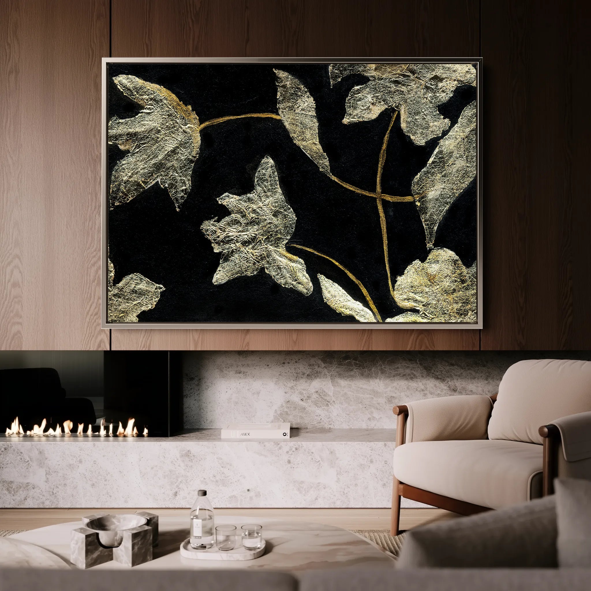 Floral 535 Canvas Art 18" x 24" / 45 x 60 cm / Black
