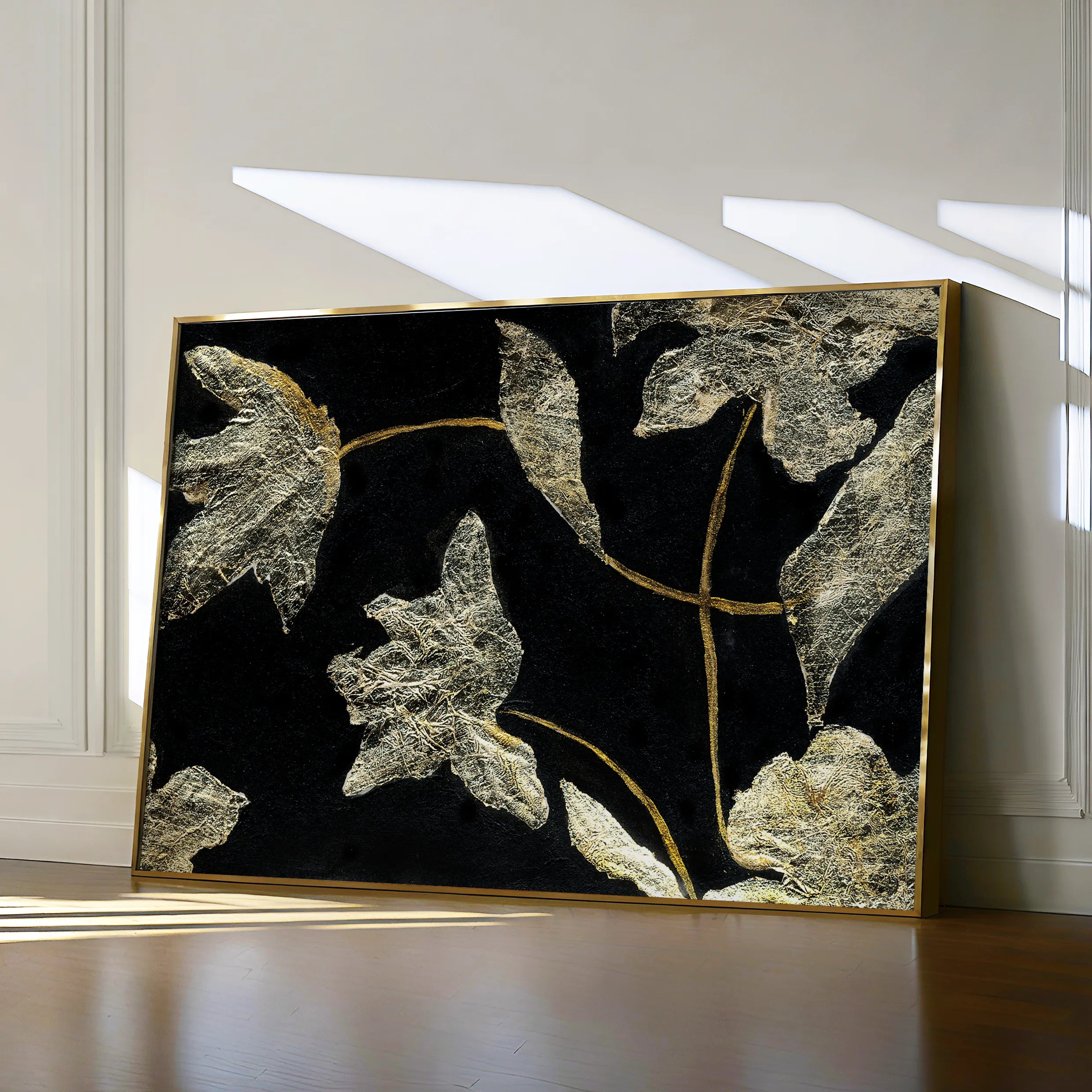 Floral 535 Canvas Art 18" x 24" / 45 x 60 cm / Black