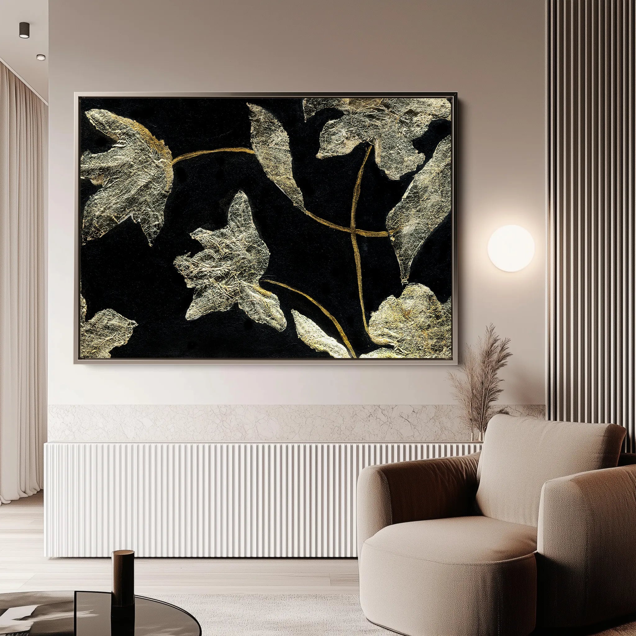 Floral 535 Canvas Art 18" x 24" / 45 x 60 cm / Black