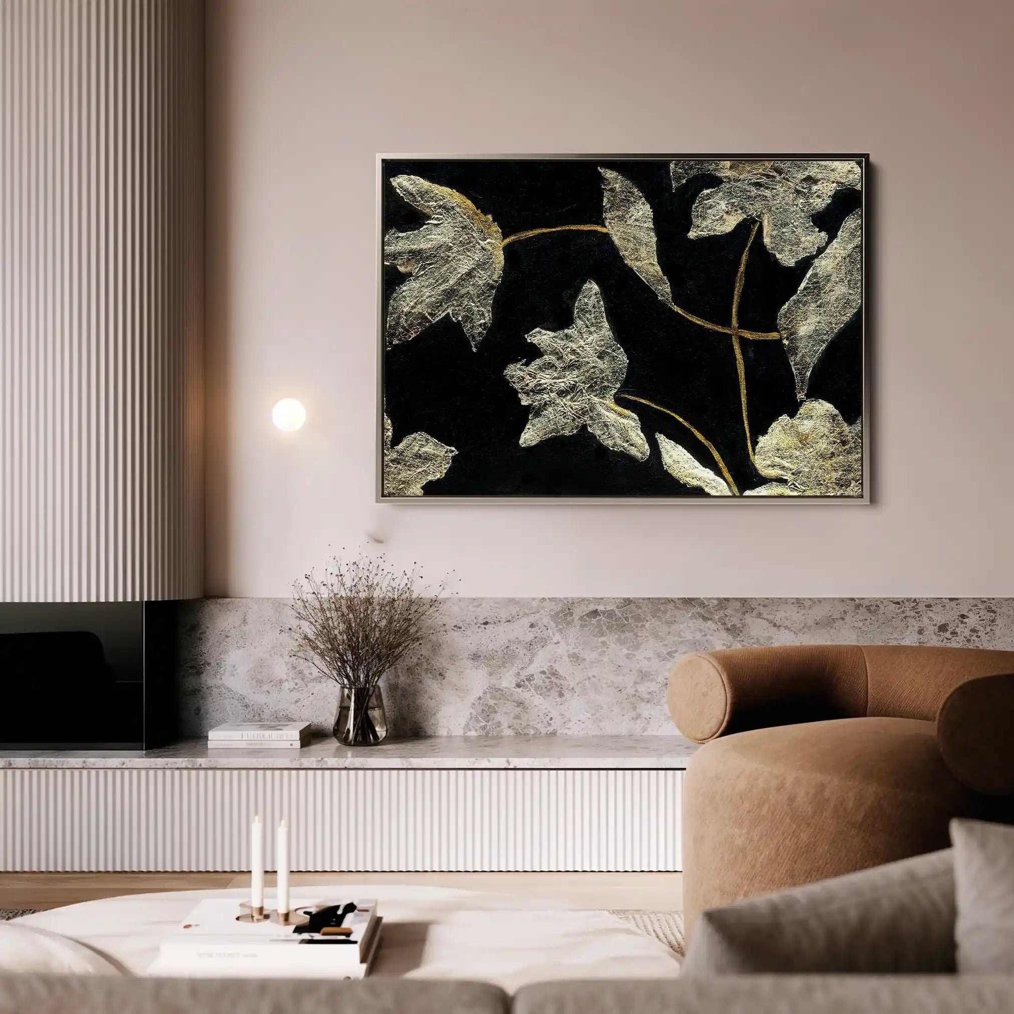 Floral 535 Canvas Art 60 x 40 cm / Black