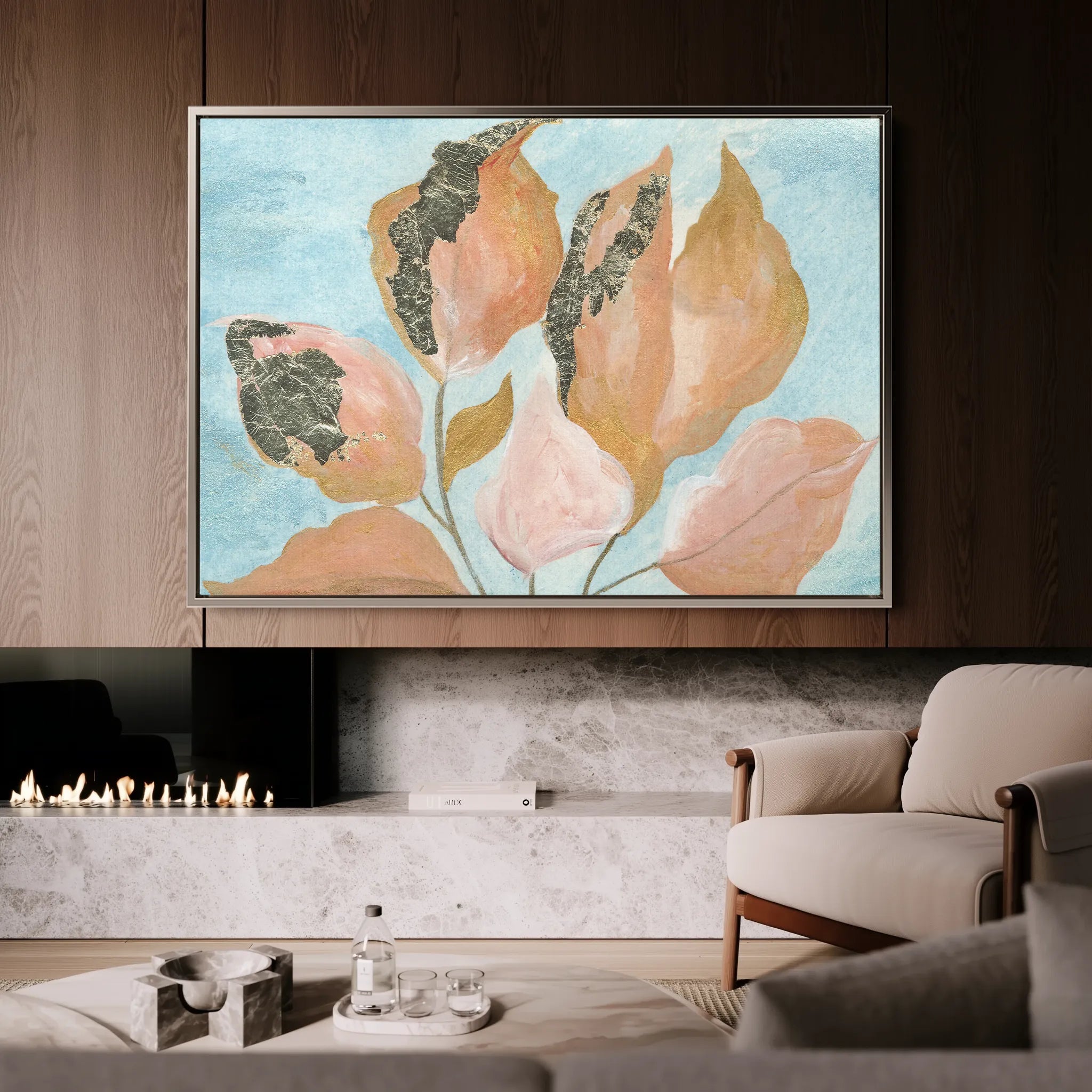 Floral 536 Canvas Art 18" x 24" / 45 x 60 cm / Black