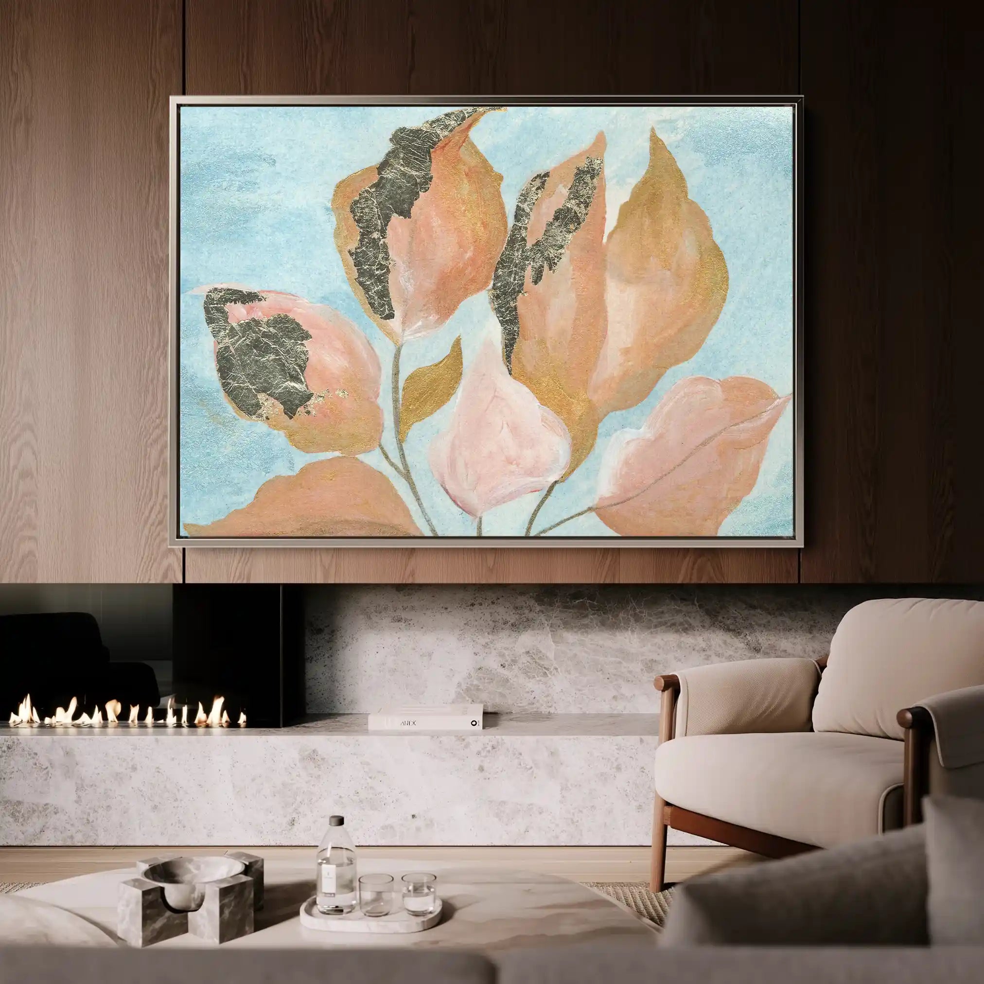 Floral 536 Canvas Art 60 x 40 cm / Black
