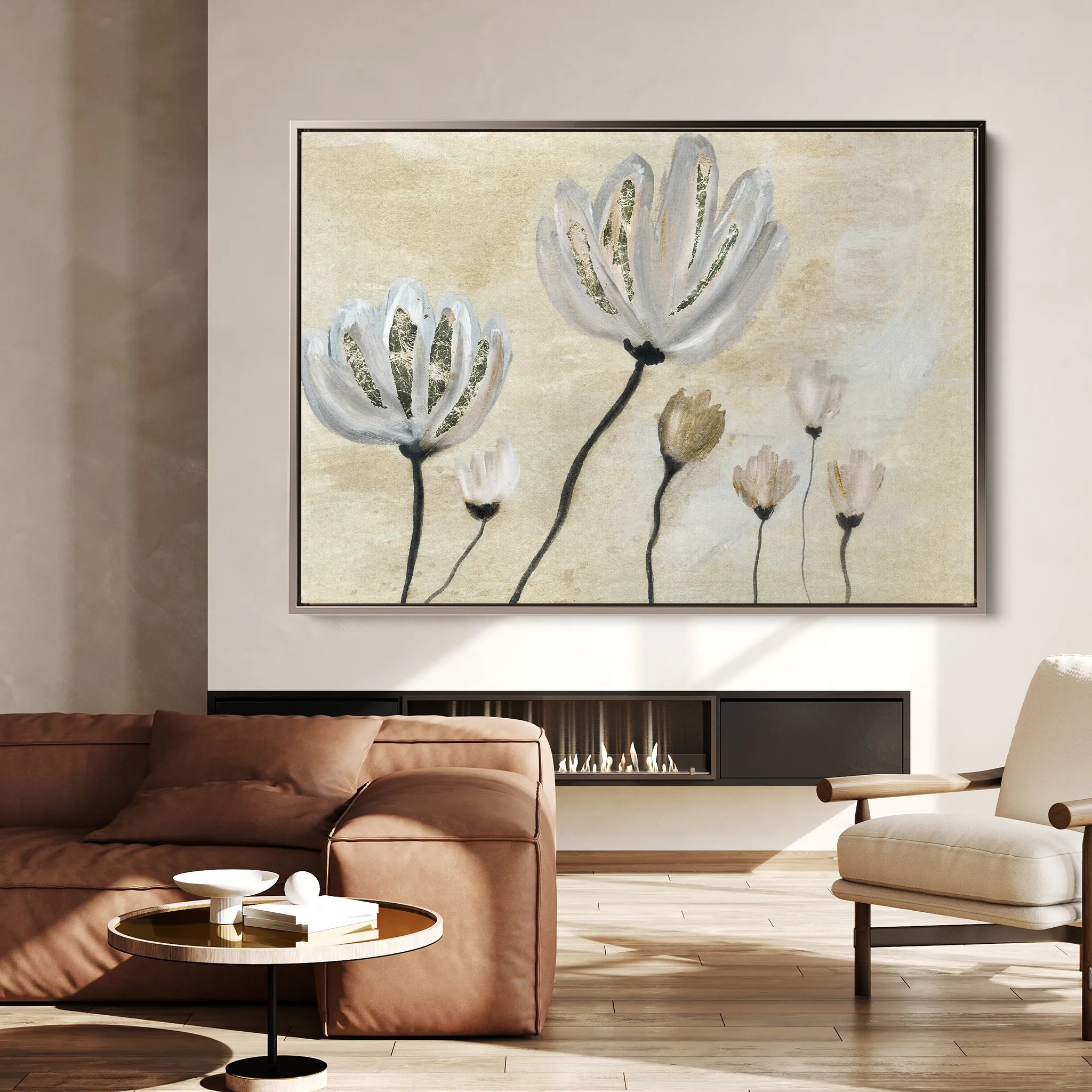 Floral 540 Canvas Art 18" x 24" / 45 x 60 cm / Black