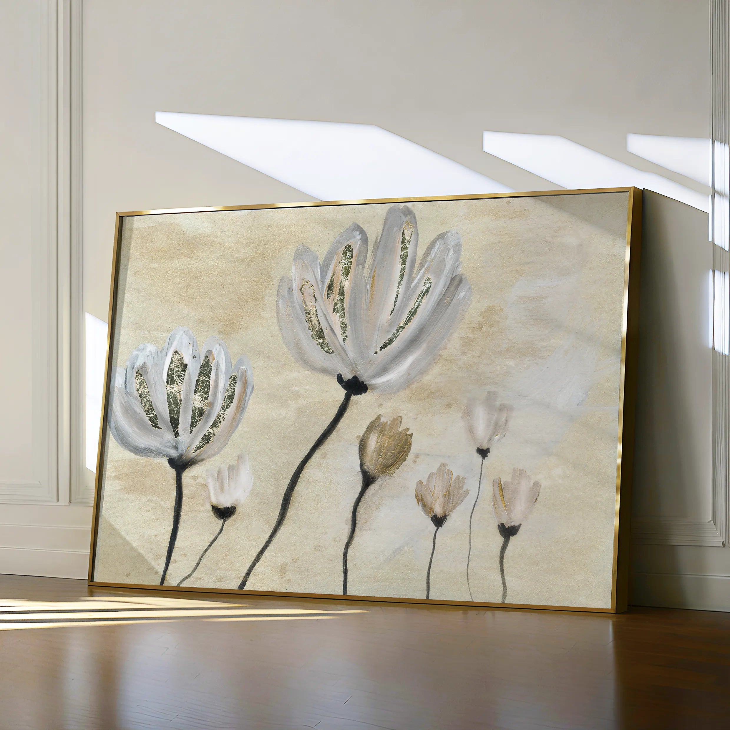 Floral 540 Canvas Art 18" x 24" / 45 x 60 cm / Black