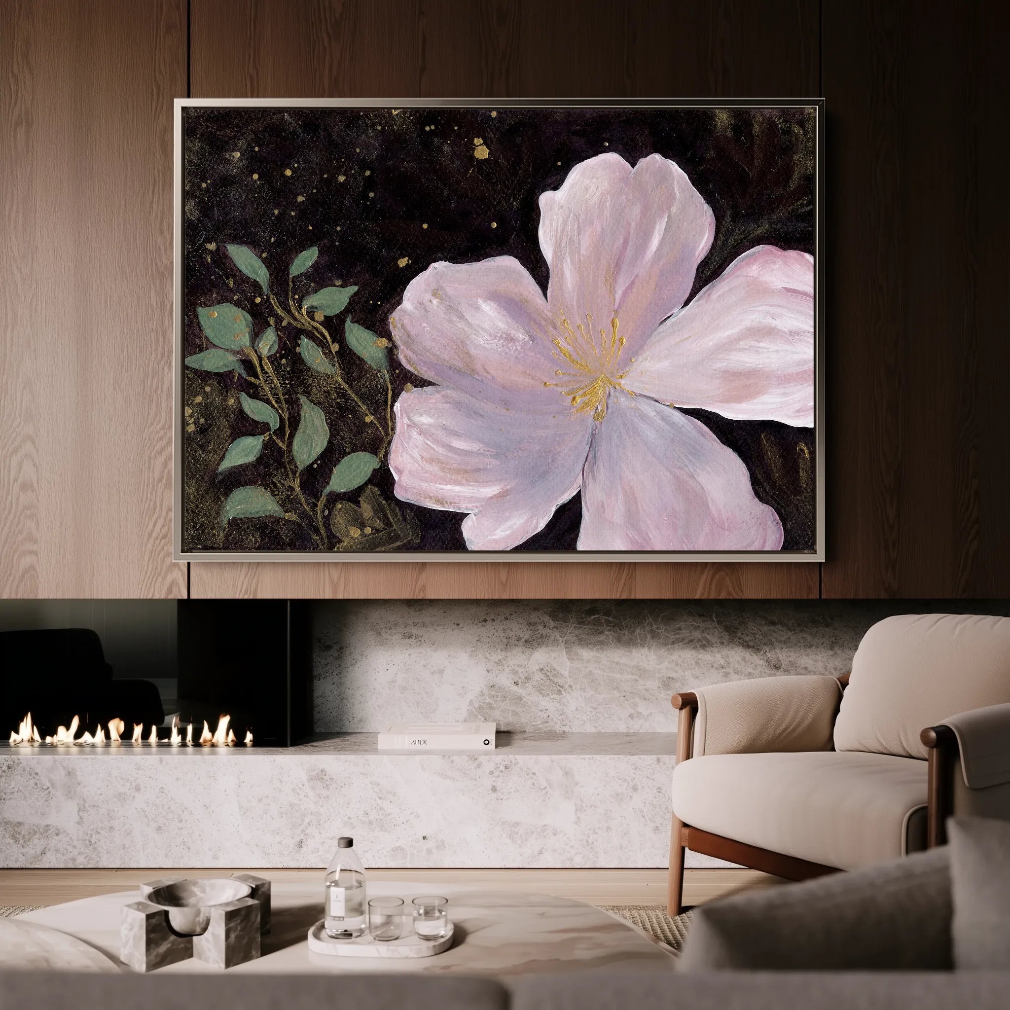 Floral 541 Canvas Art 18" x 24" / 45 x 60 cm / Black