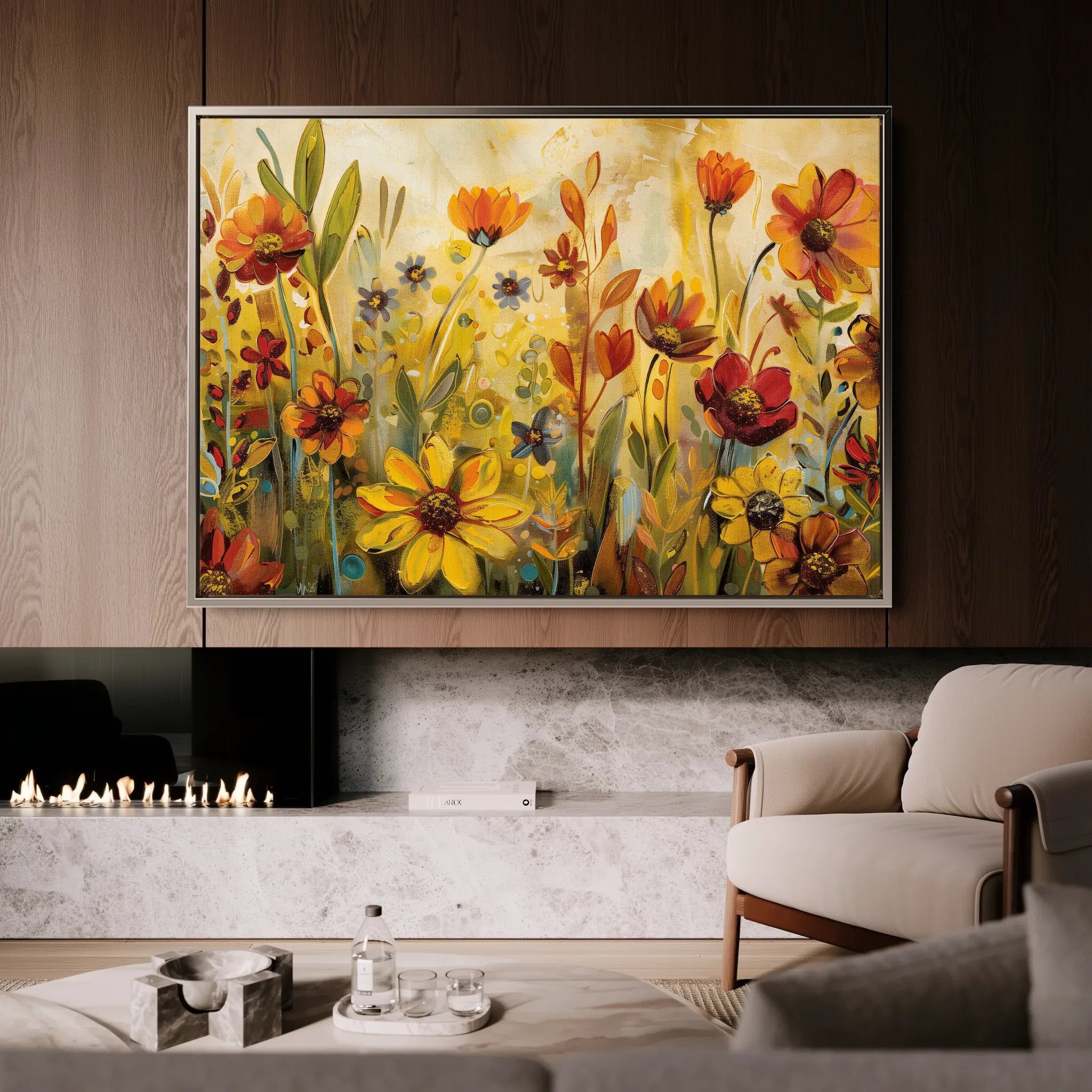 Floral 545 Canvas Art 18" x 24" / 45 x 60 cm / Black
