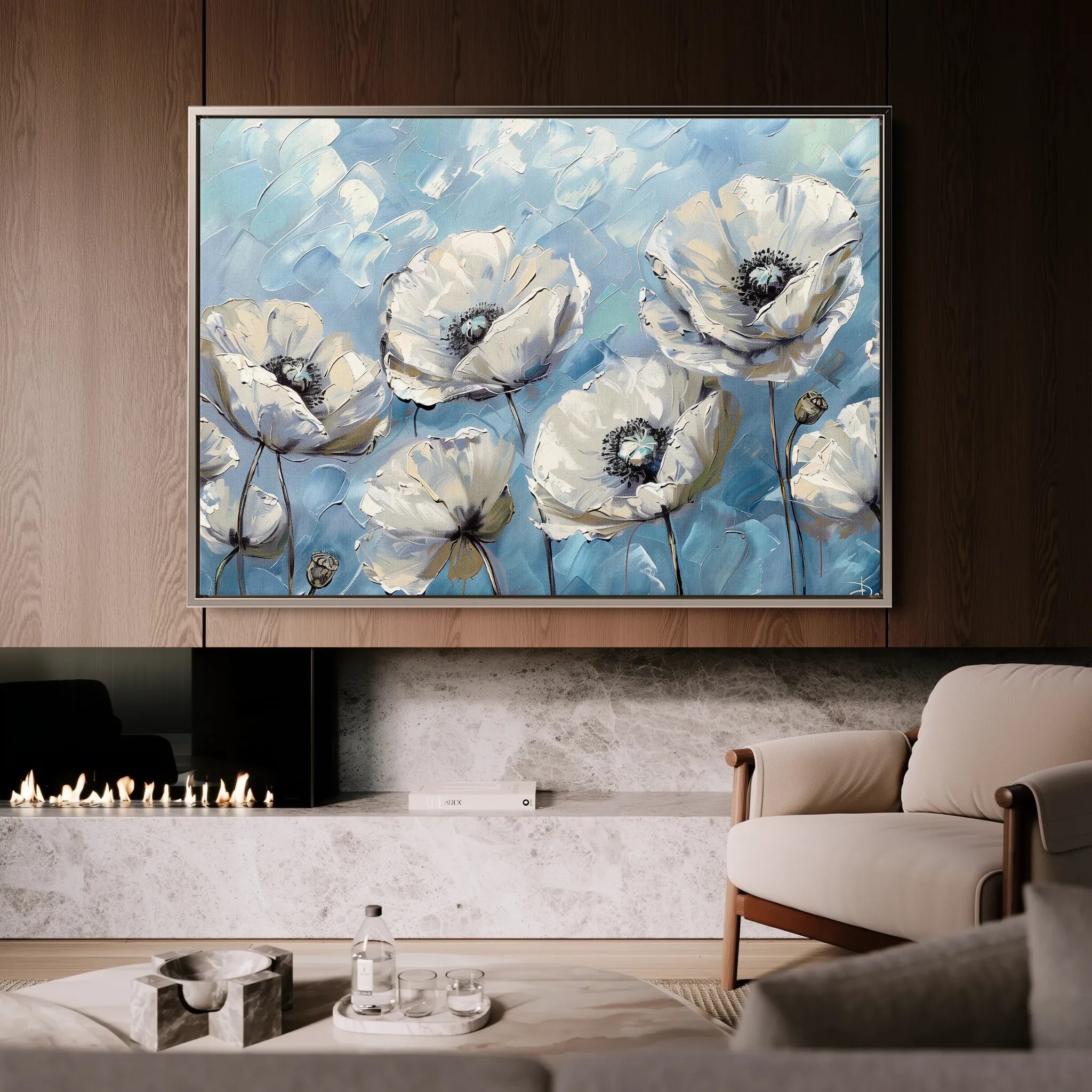 Floral 550 Canvas Art 18" x 24" / 45 x 60 cm / Black