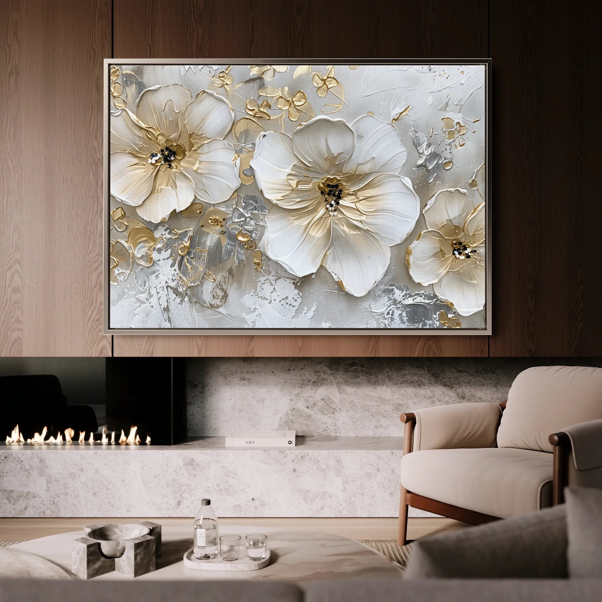 Floral 555 Canvas Art 18" x 24" / 45 x 60 cm / Black