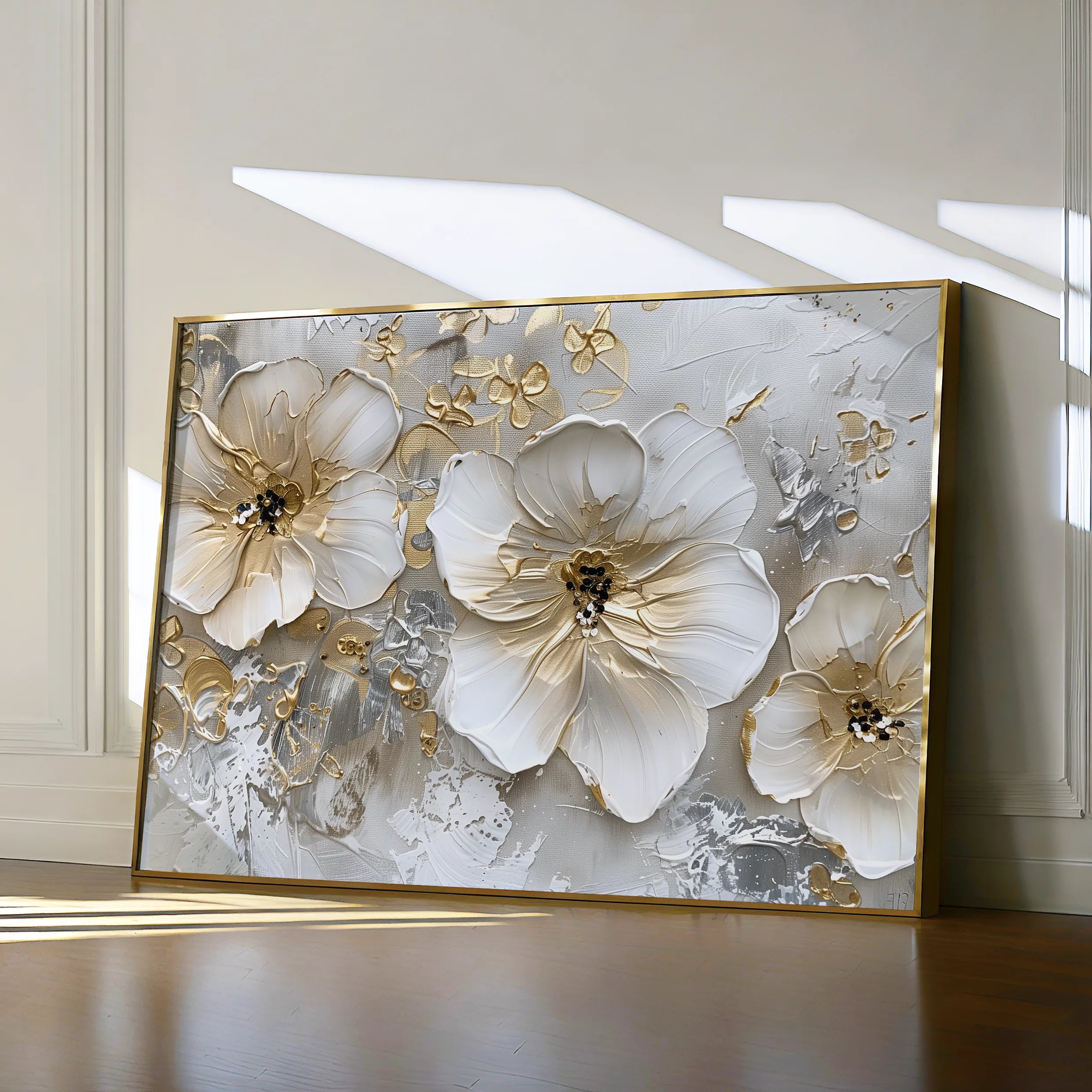 Floral 555 Canvas Art 18" x 24" / 45 x 60 cm / Black