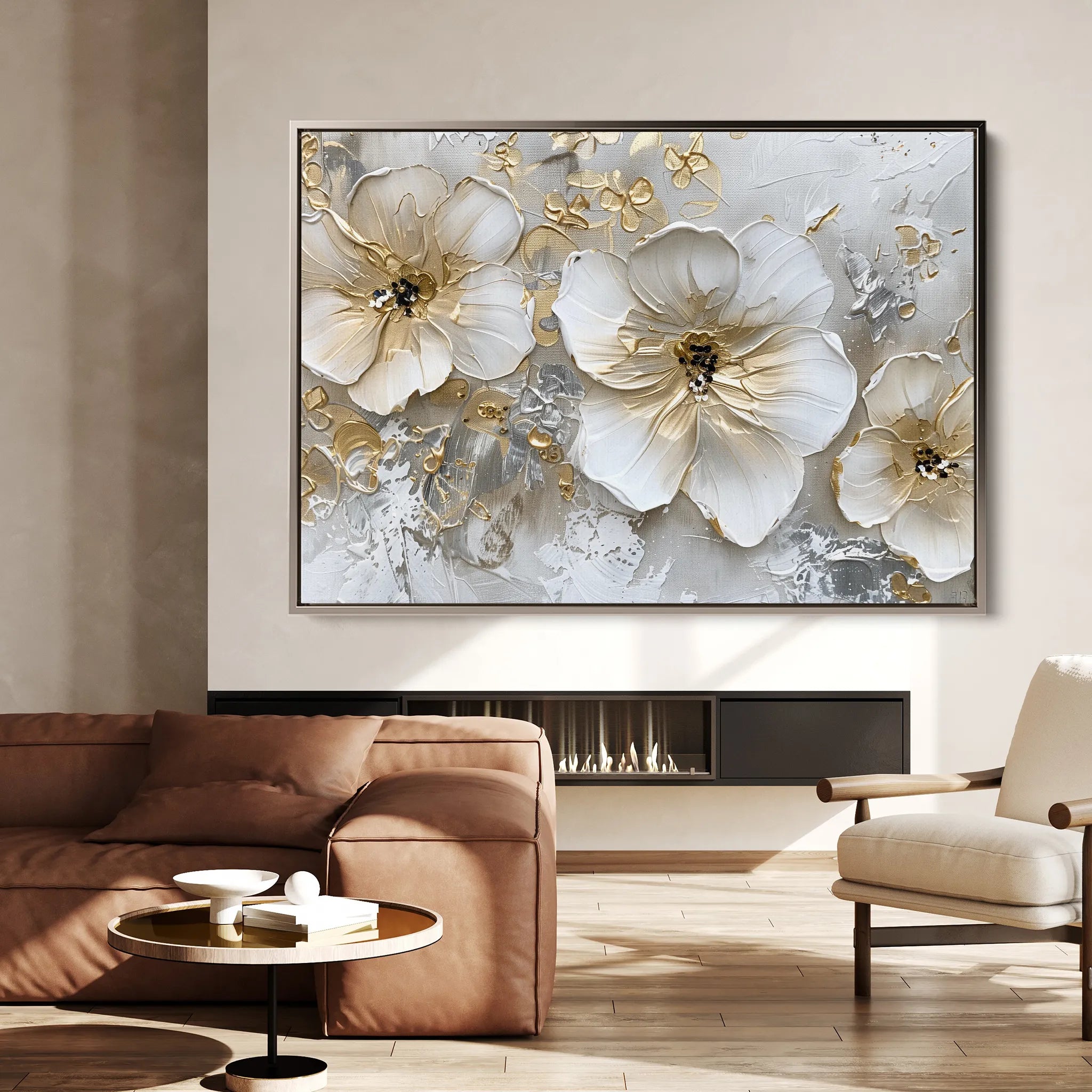 Floral 555 Canvas Art 18" x 24" / 45 x 60 cm / Black