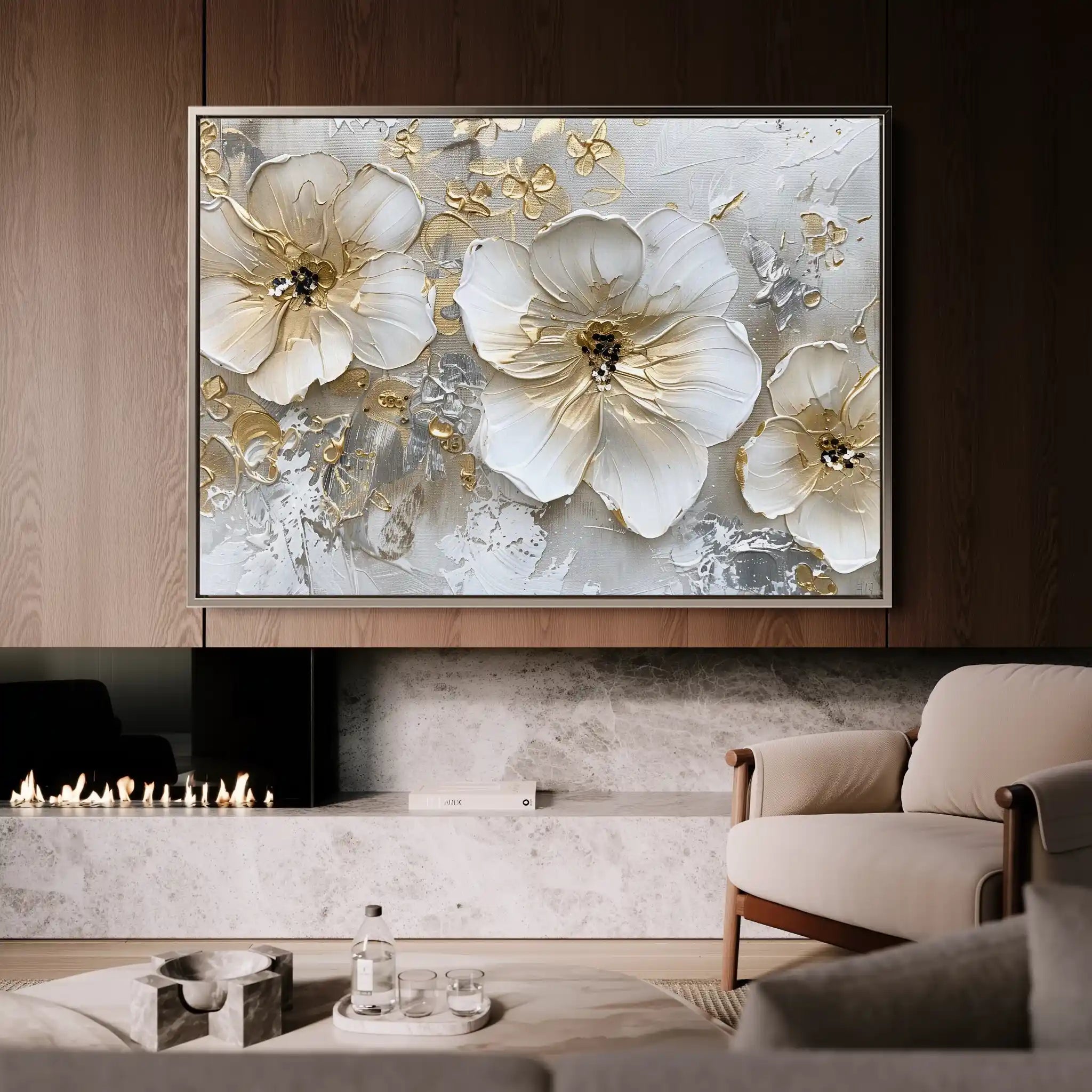 Floral 555 Canvas Art 60 x 40 cm / Black