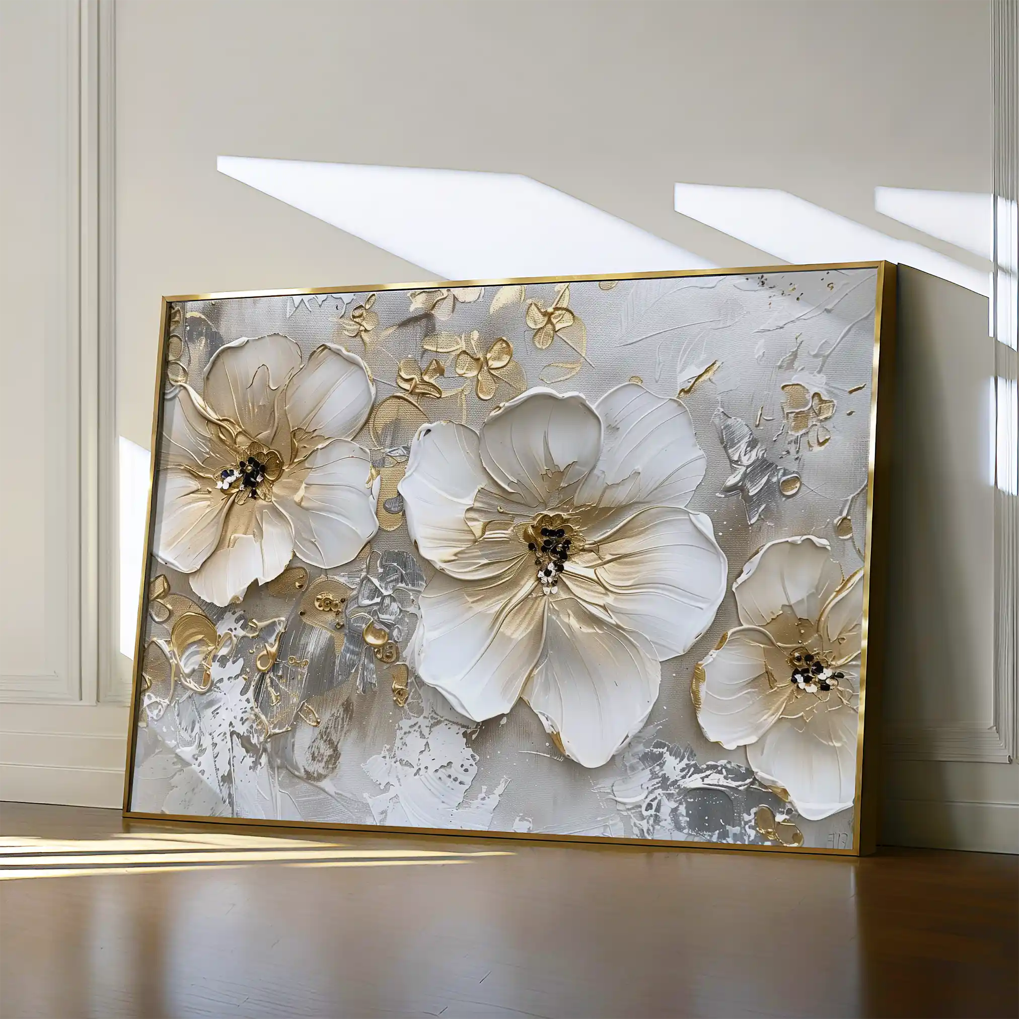 Floral 555 Canvas Art 60 x 40 cm / Black