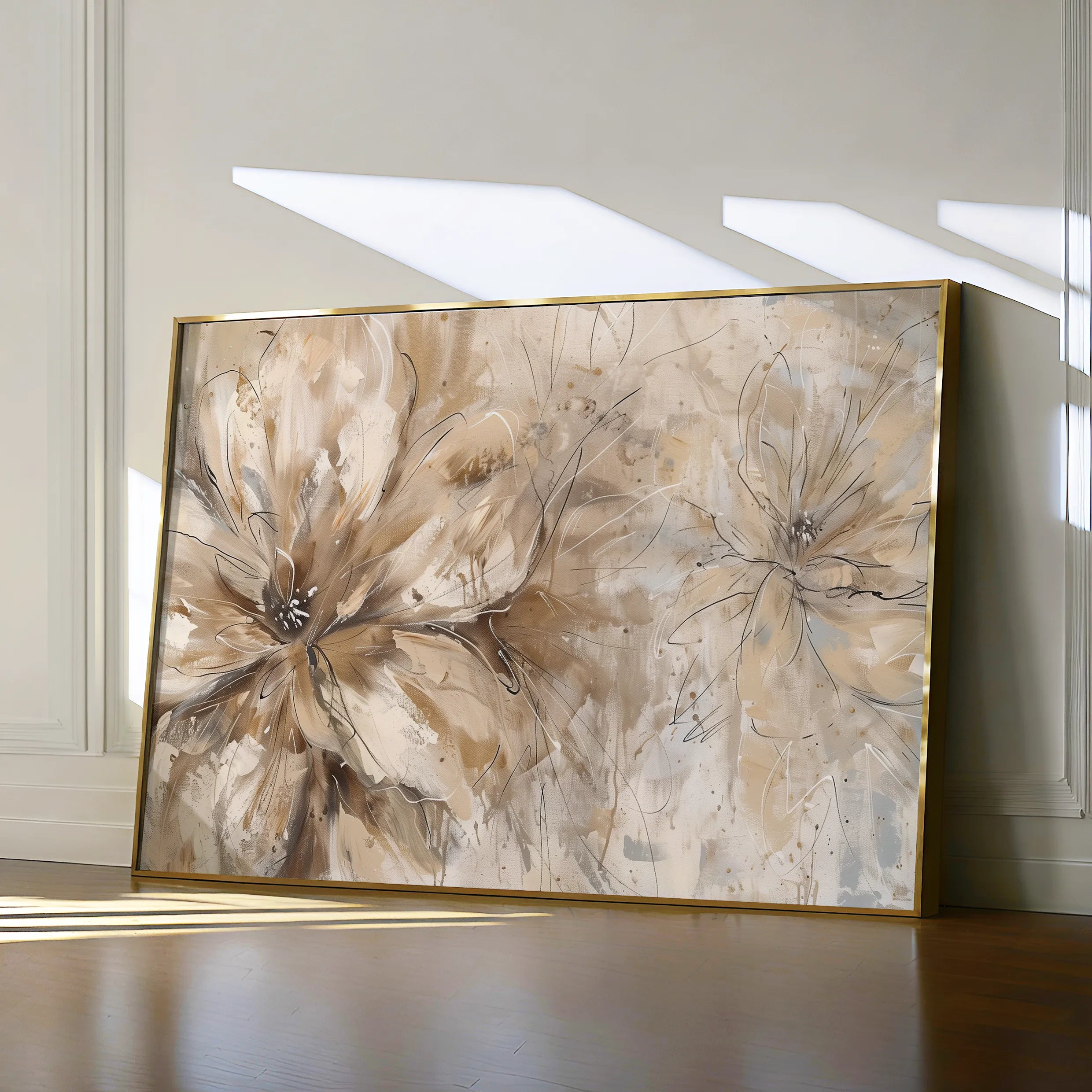 Floral 564 Canvas Art 18" x 24" / 45 x 60 cm / Black