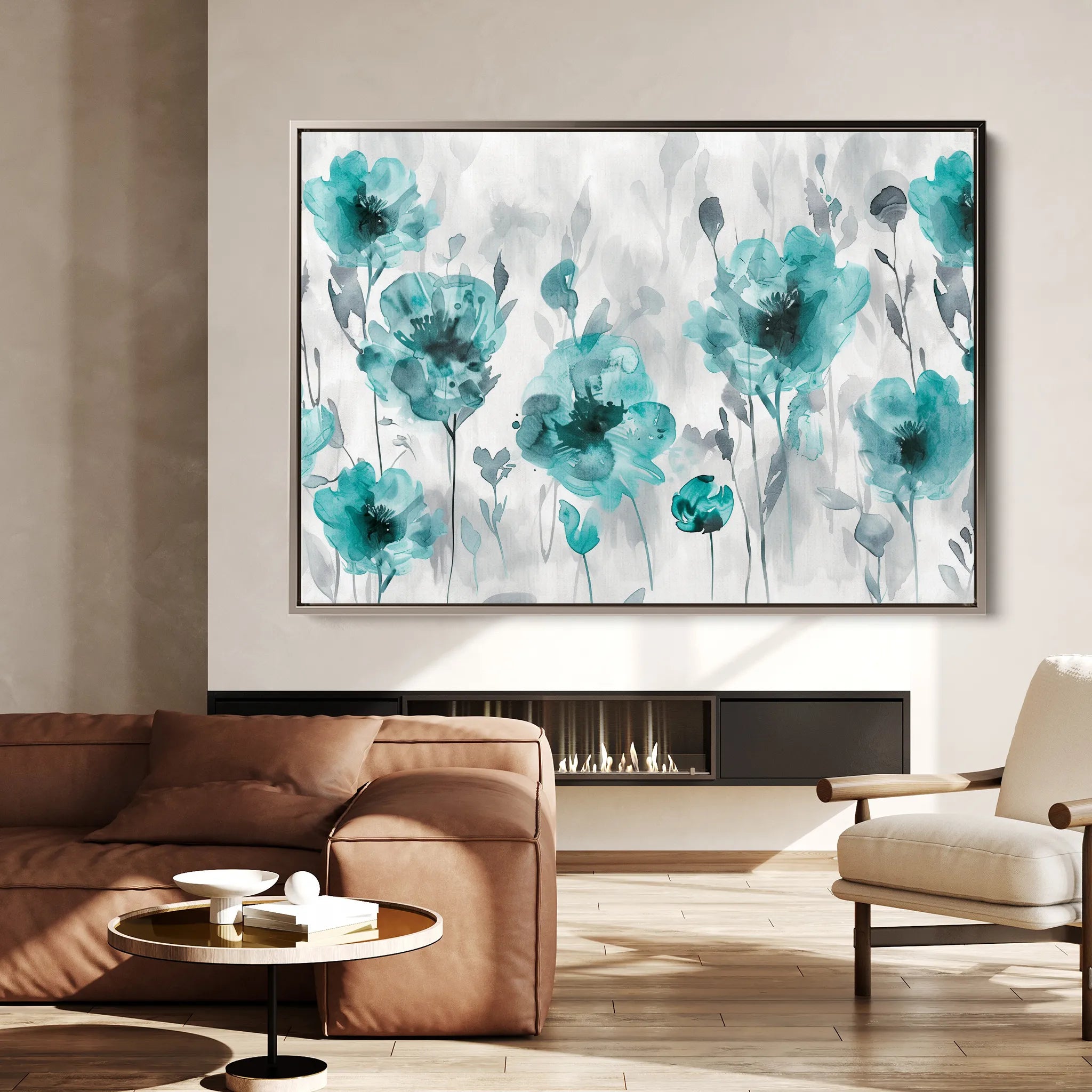 Floral 567 Canvas Art 18" x 24" / 45 x 60 cm / Black