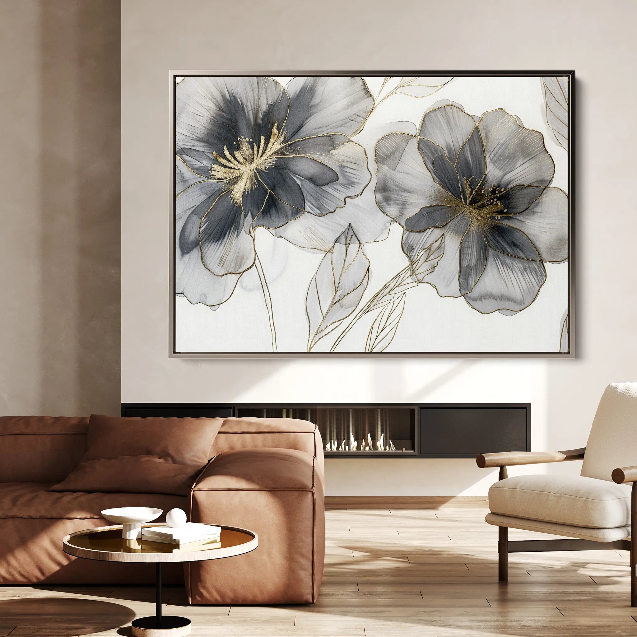 Floral 573 Canvas Art 18" x 24" / 45 x 60 cm / Black