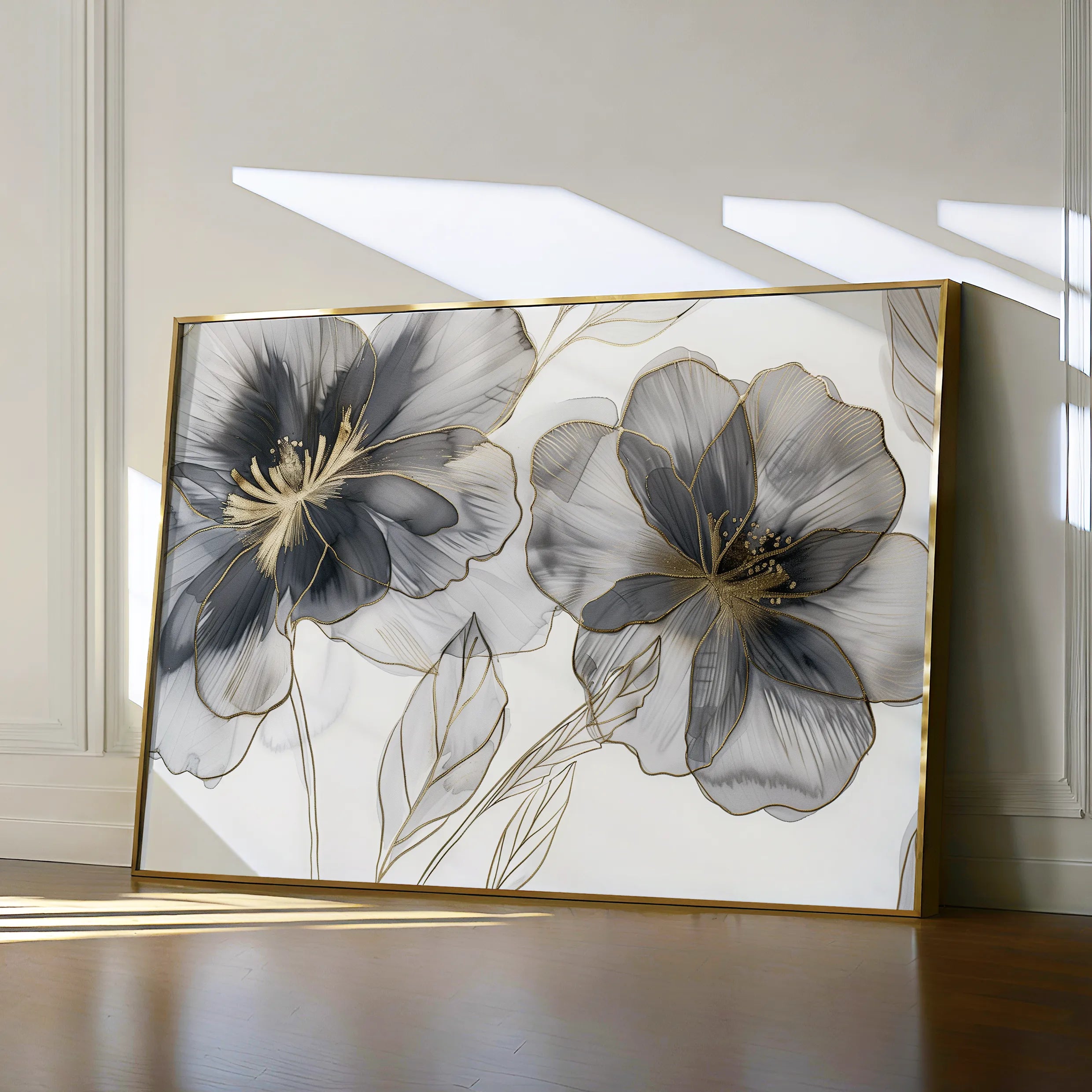 Floral 573 Canvas Art 18" x 24" / 45 x 60 cm / Black