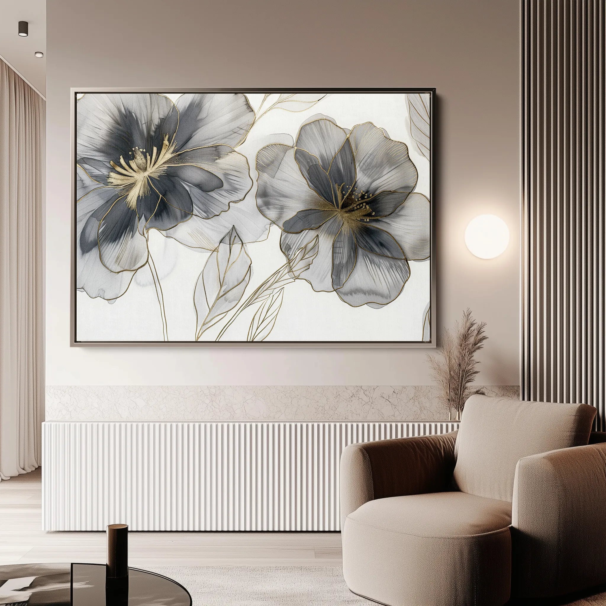 Floral 573 Canvas Art 18" x 24" / 45 x 60 cm / Black