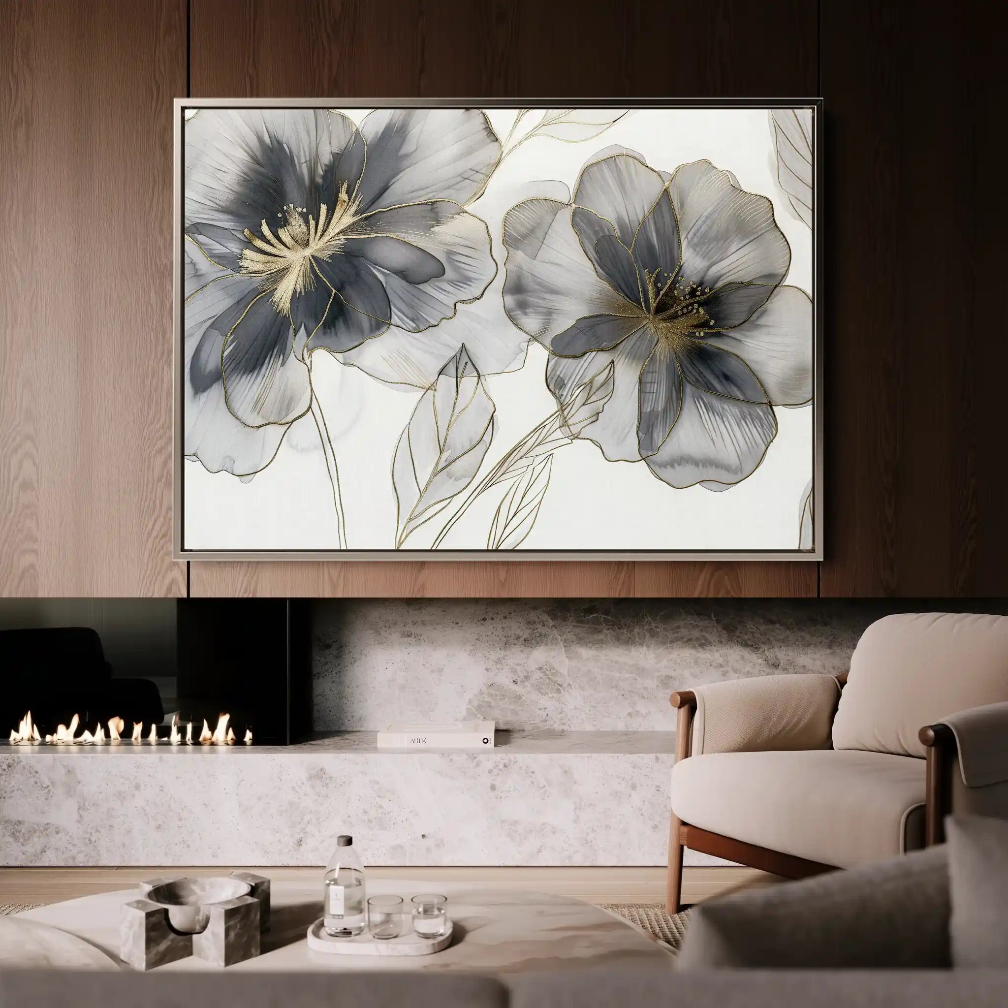 Floral 573 Canvas Art 60 x 40 cm / Black