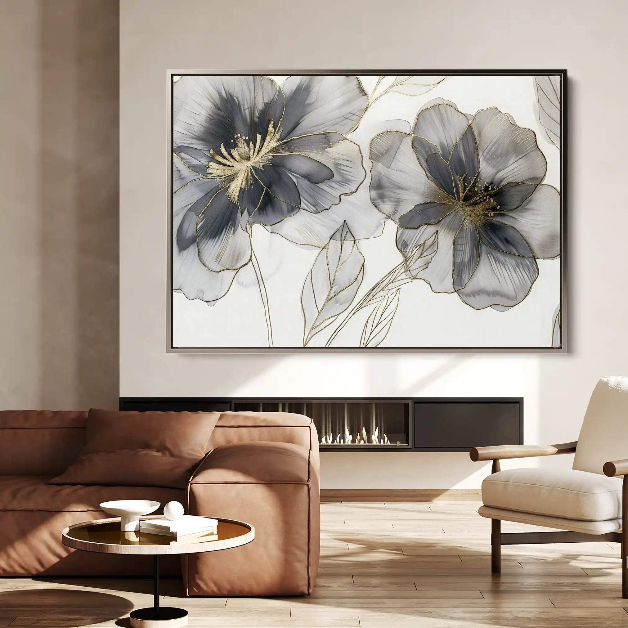 Floral 573 Canvas Art 60 x 40 cm / Black