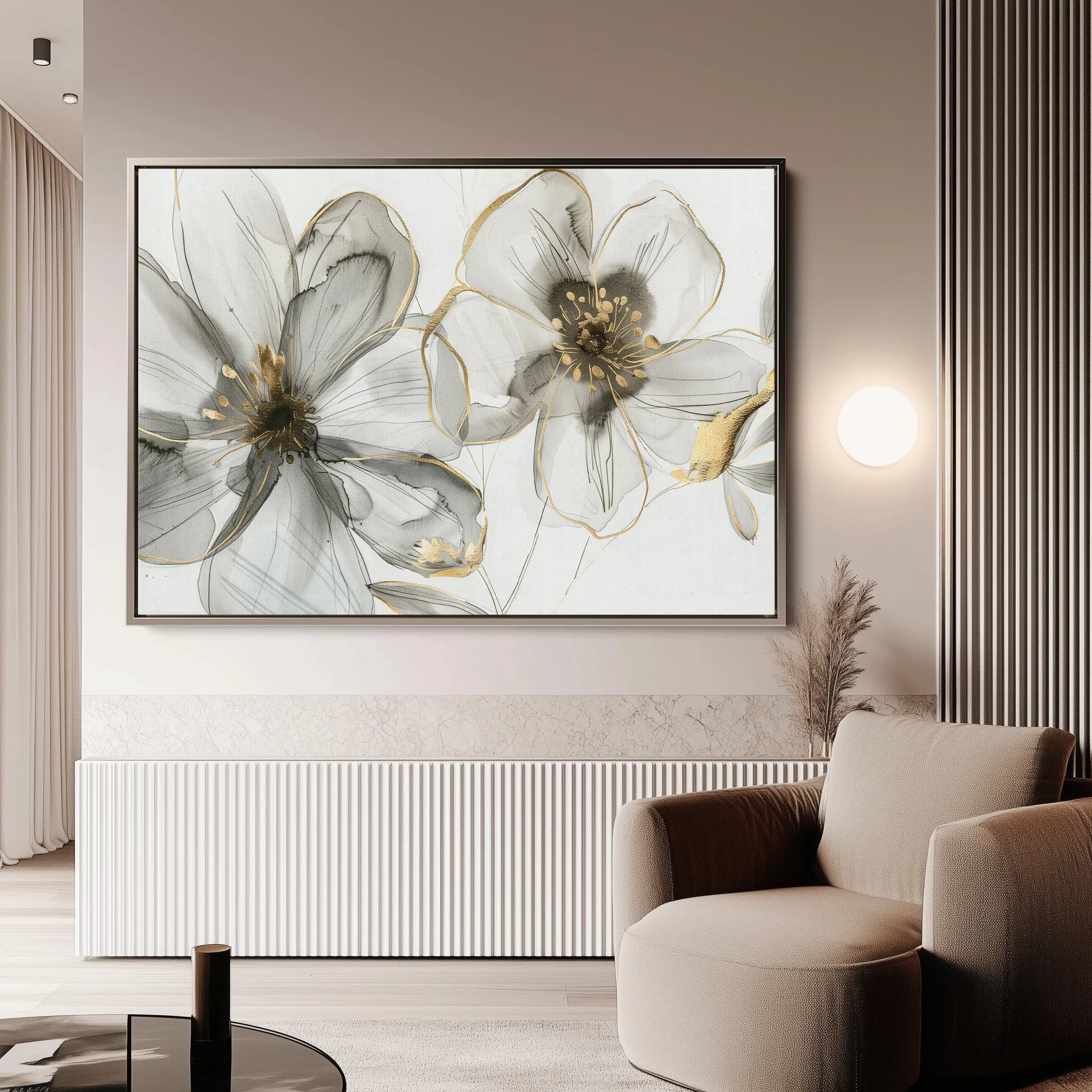 Floral 574 Canvas Art 18" x 24" / 45 x 60 cm / Black
