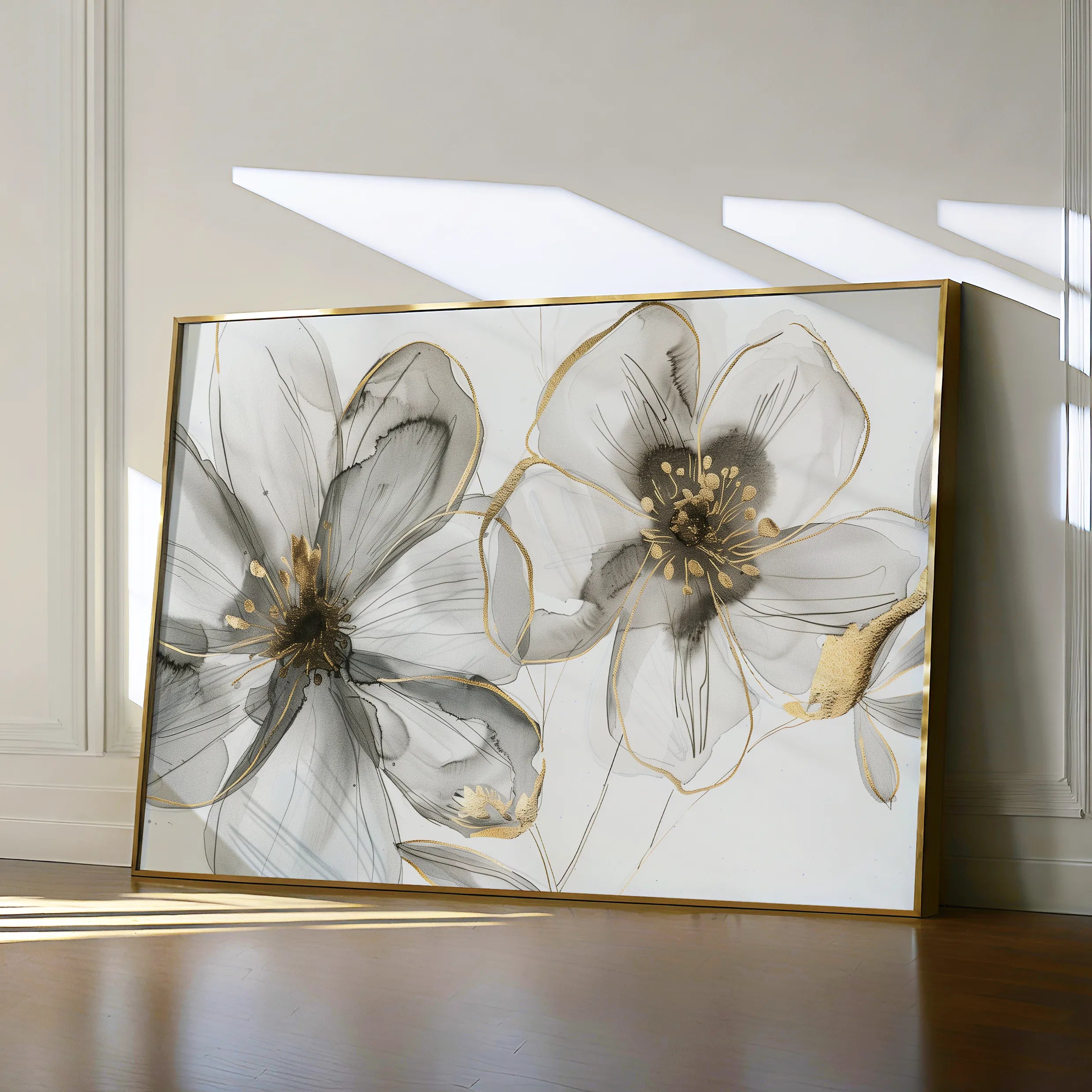 Floral 574 Canvas Art 18" x 24" / 45 x 60 cm / Black