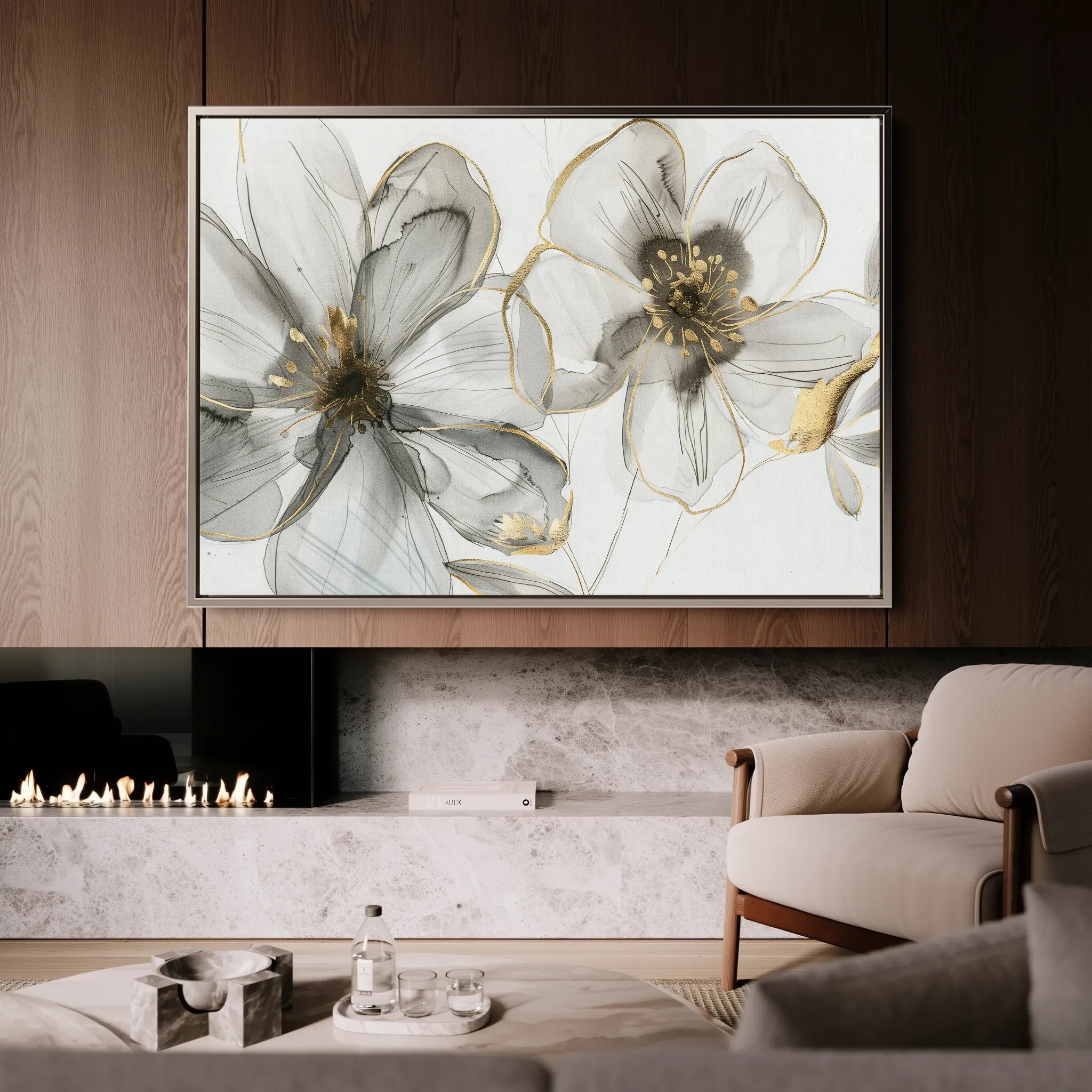 Floral 574 Canvas Art 18" x 24" / 45 x 60 cm / Black