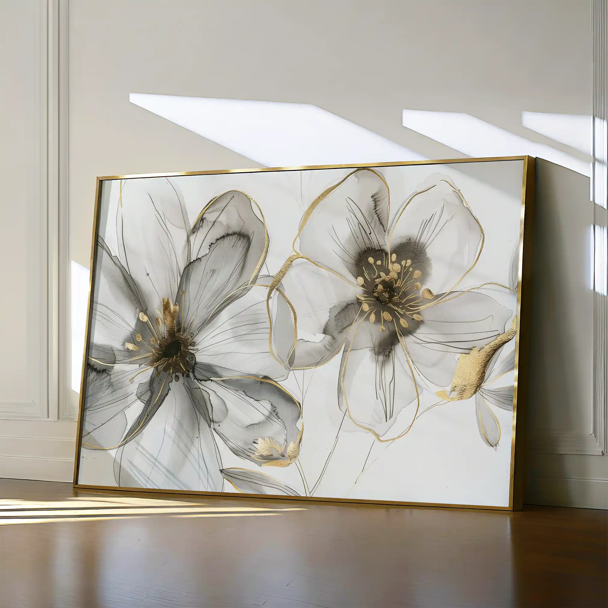 Floral 574 Canvas Art 60 x 40 cm / Black
