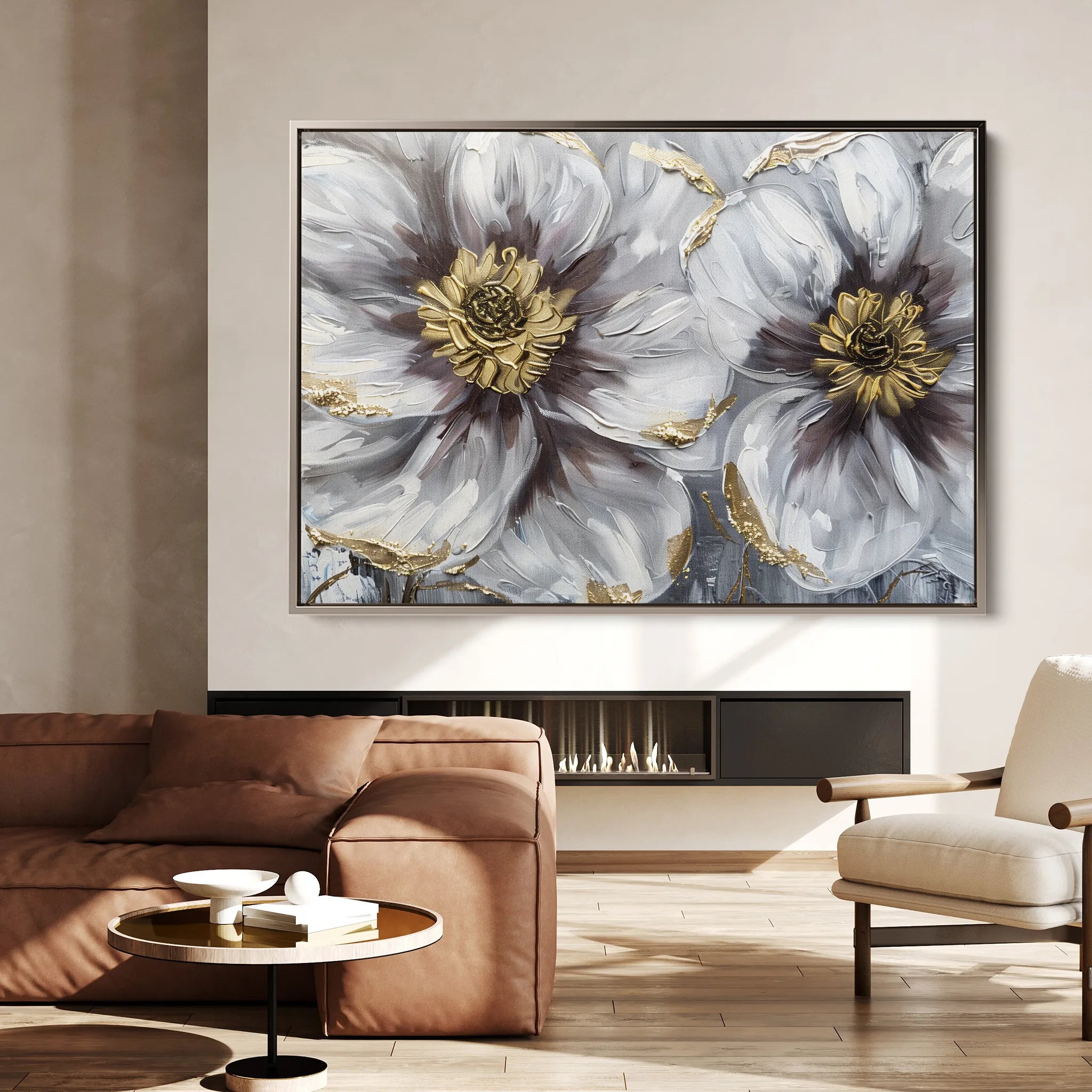 Floral 581 Canvas Art 18" x 24" / 45 x 60 cm / Black