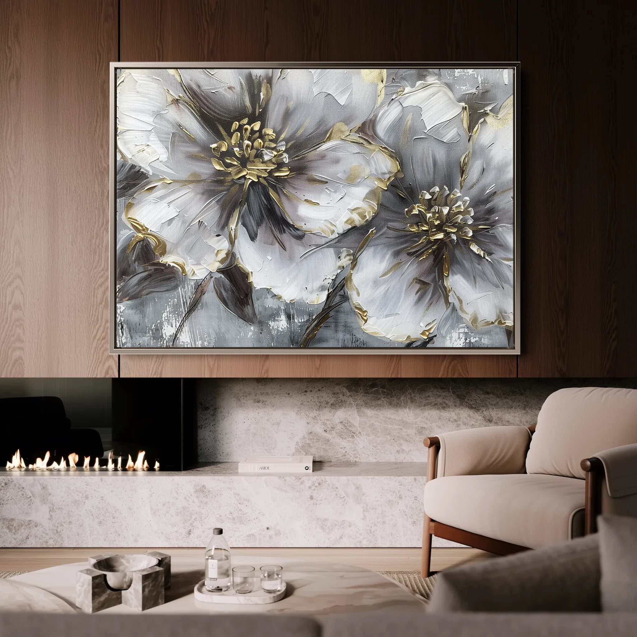 Floral 582 Canvas Art 18" x 24" / 45 x 60 cm / Black