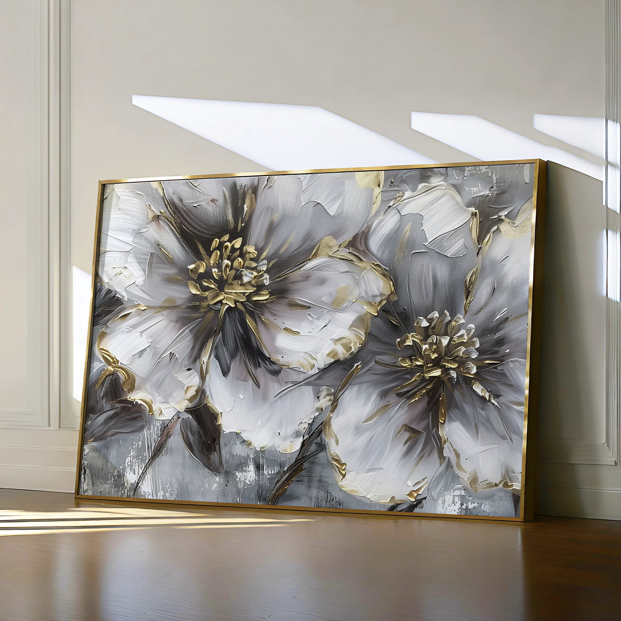 Floral 582 Canvas Art 18" x 24" / 45 x 60 cm / Black