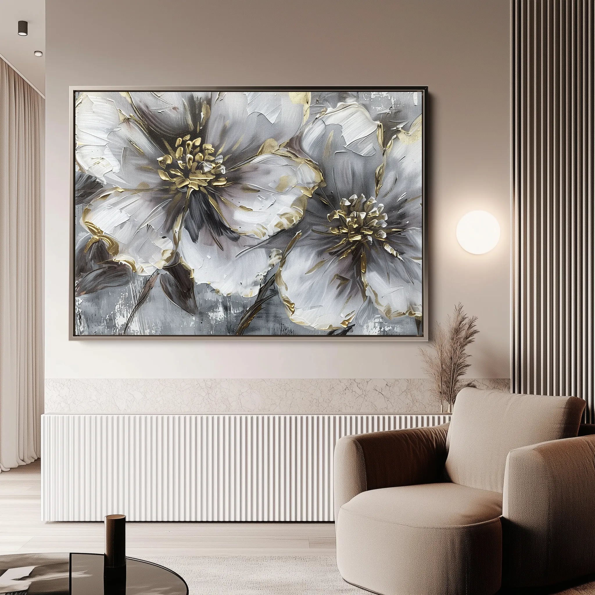Floral 582 Canvas Art 18" x 24" / 45 x 60 cm / Black