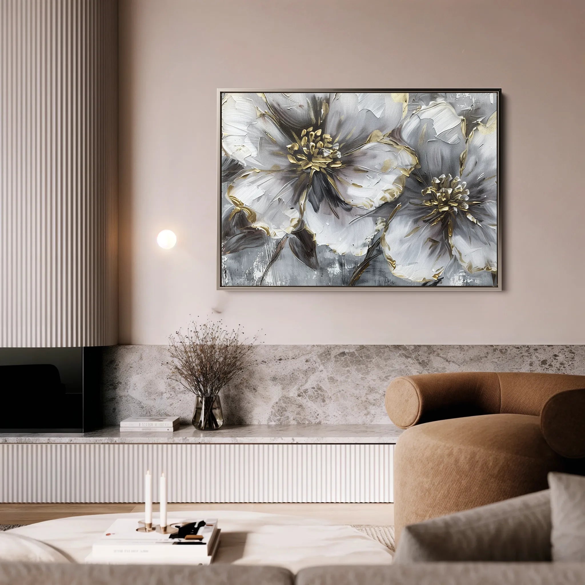Floral 582 Canvas Art 18" x 24" / 45 x 60 cm / Black
