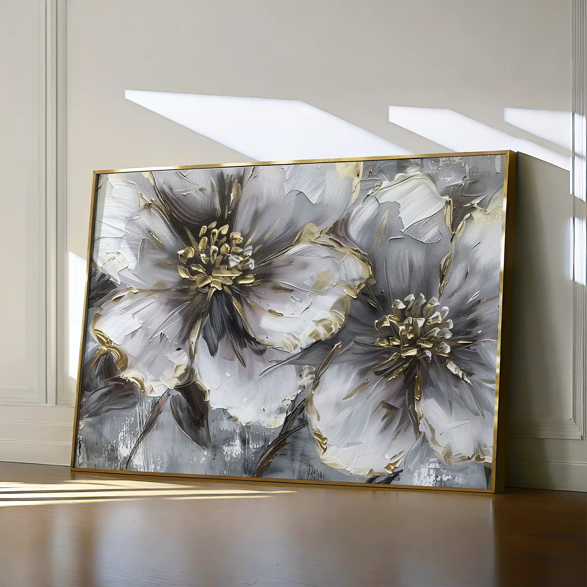 Floral 582 Canvas Art 60 x 40 cm / Black