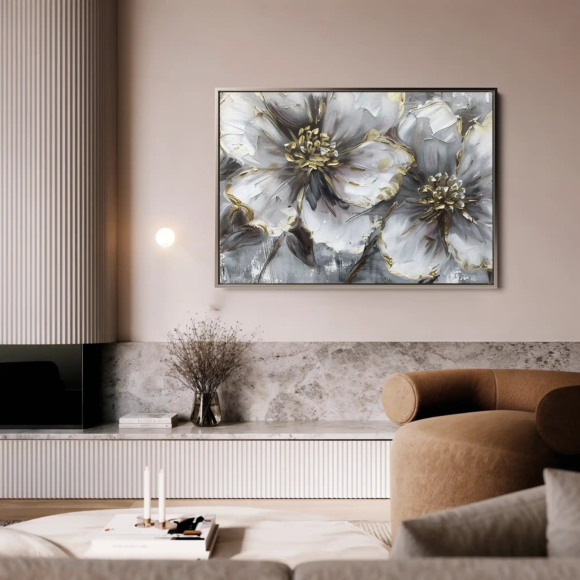 Floral 582 Canvas Art 60 x 40 cm / Black