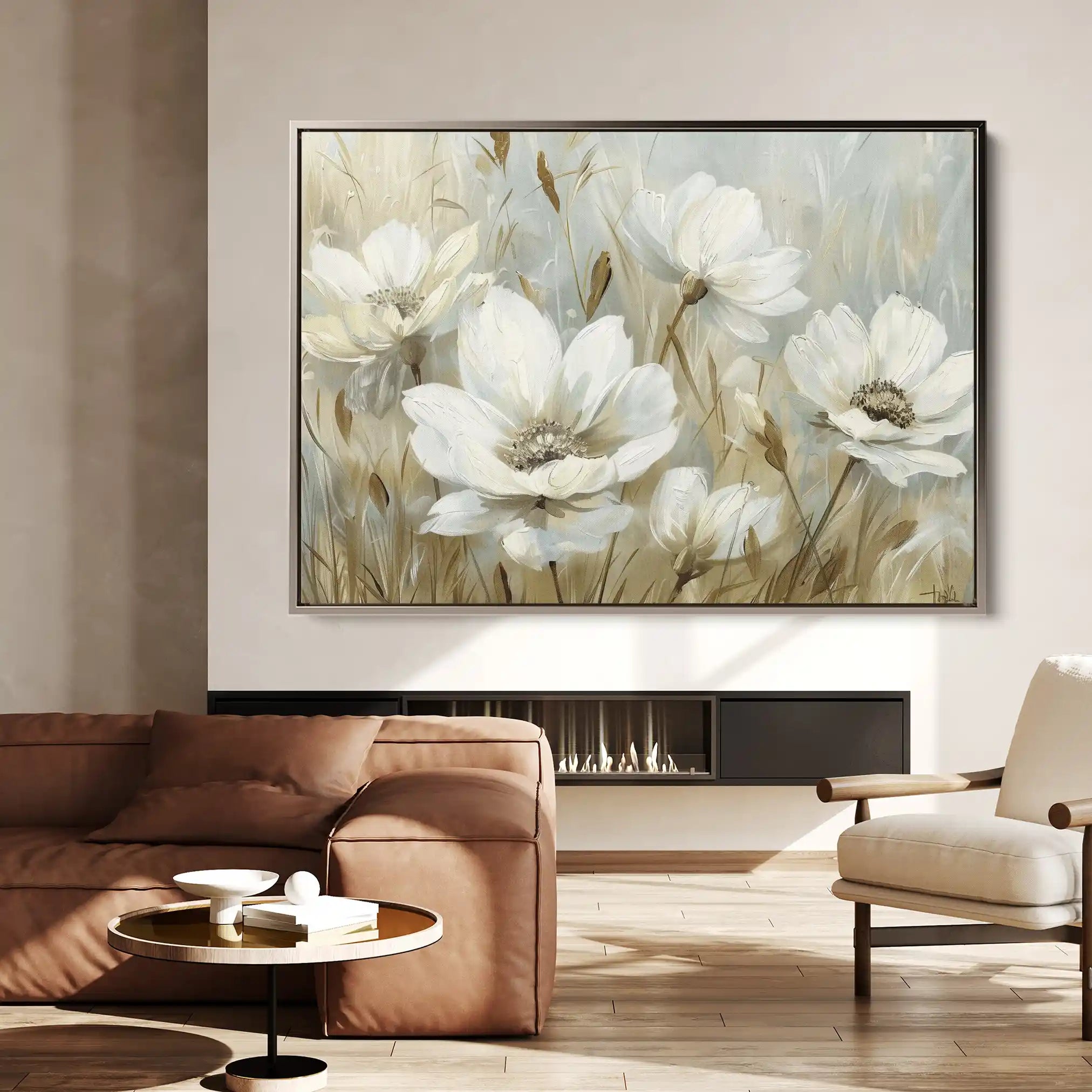 Floral 584 Canvas Art 60 x 40 cm / Black