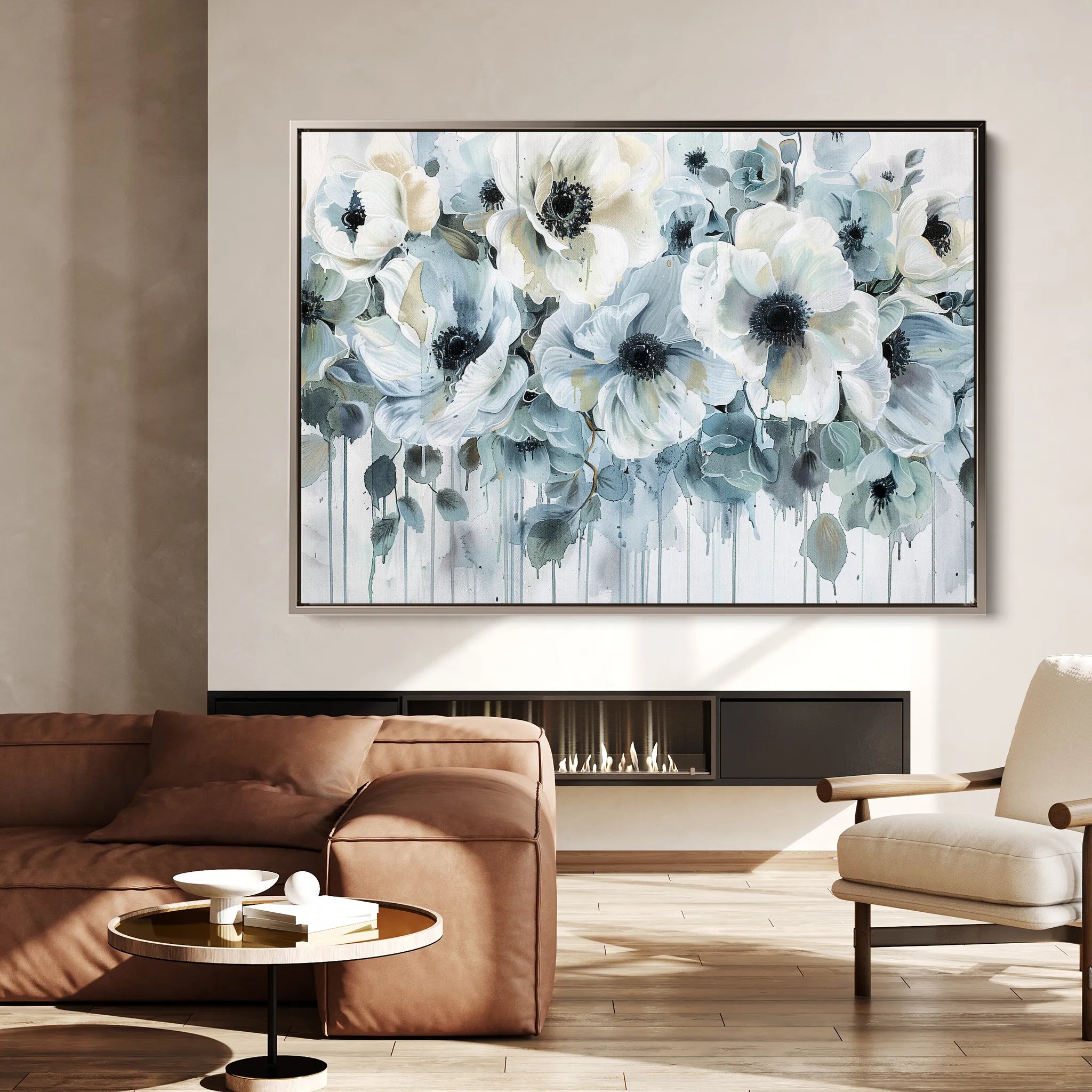 Floral 585 Canvas Art 18" x 24" / 45 x 60 cm / Black