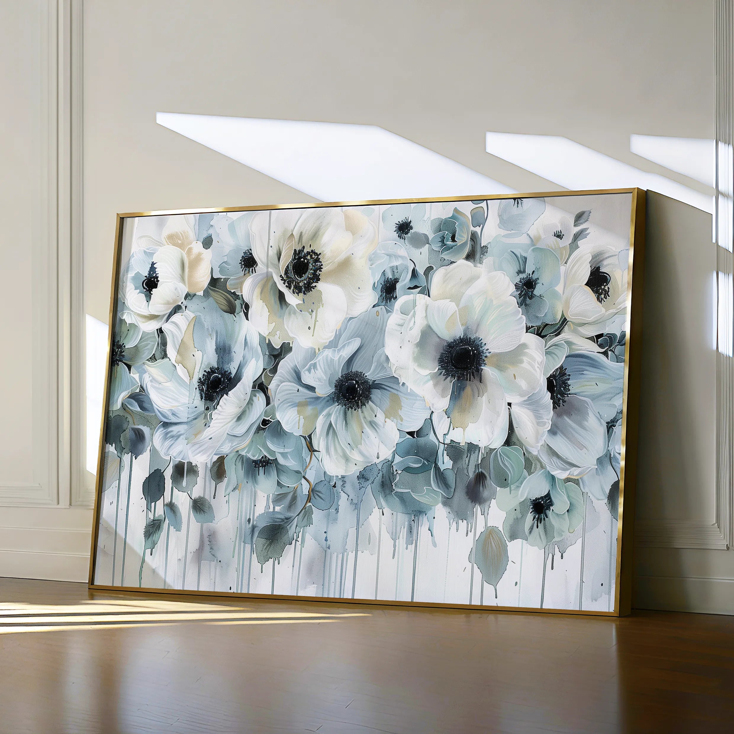 Floral 585 Canvas Art 18" x 24" / 45 x 60 cm / Black