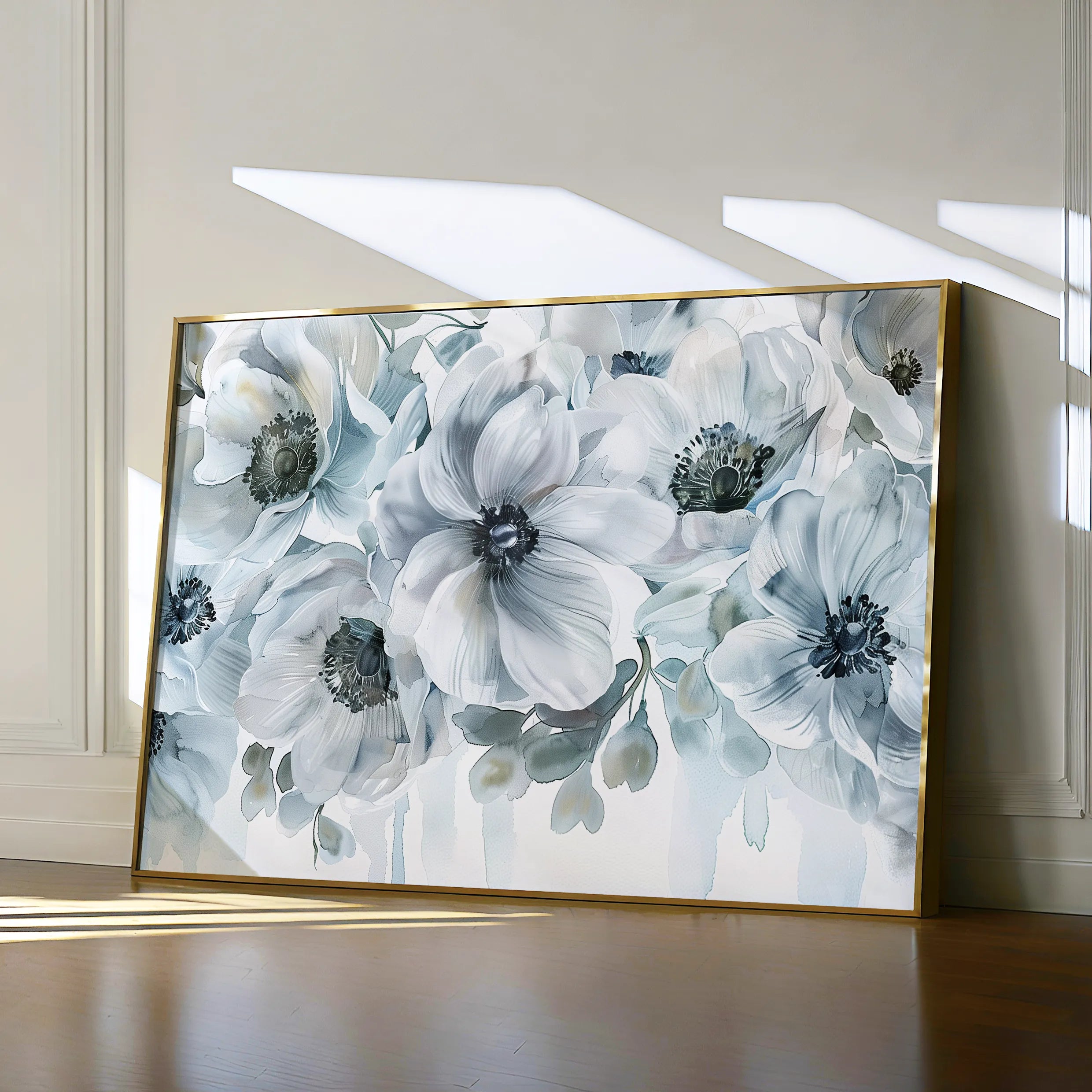 Floral 586 Canvas Art 18" x 24" / 45 x 60 cm / Black