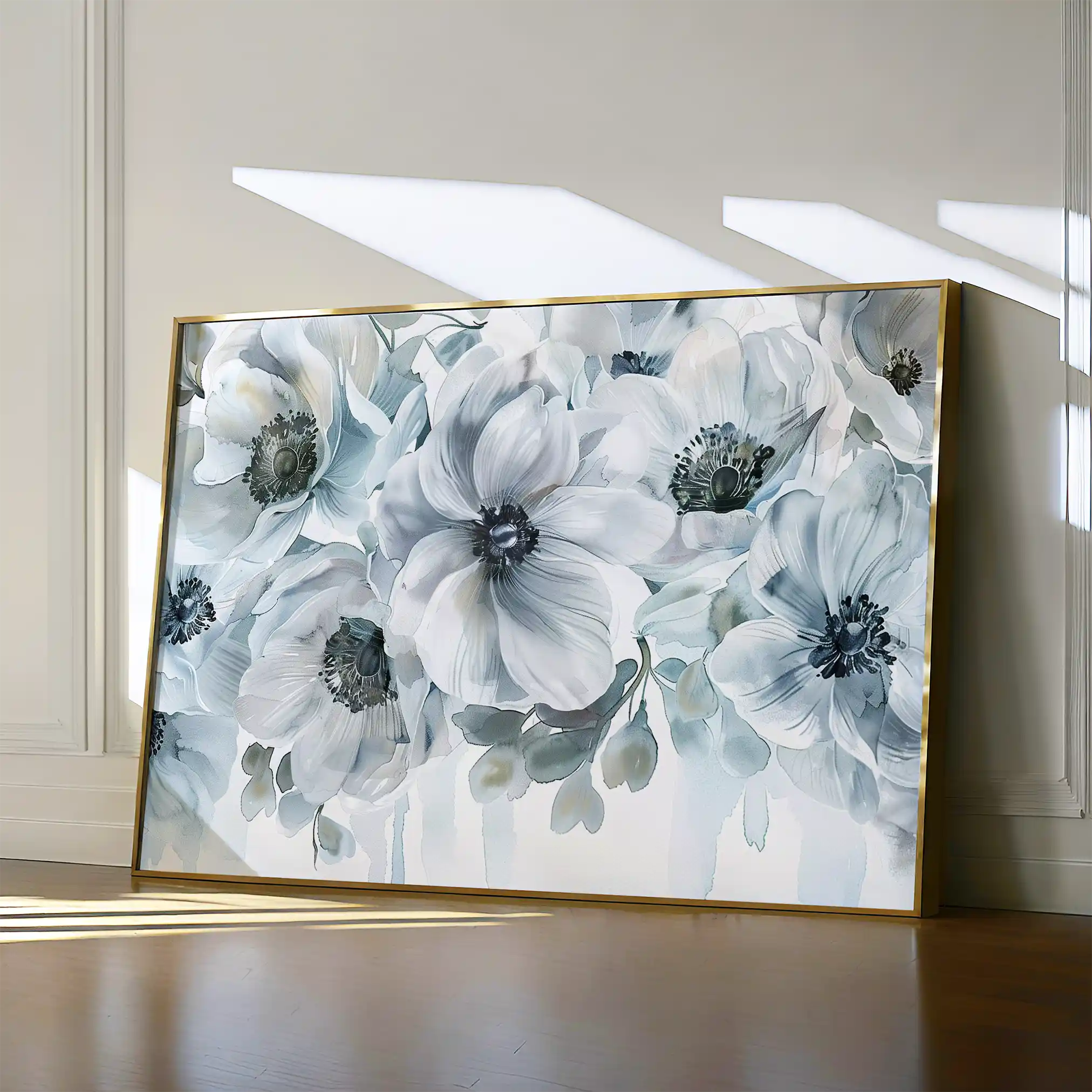 Floral 586 Canvas Art 60 x 40 cm / Black