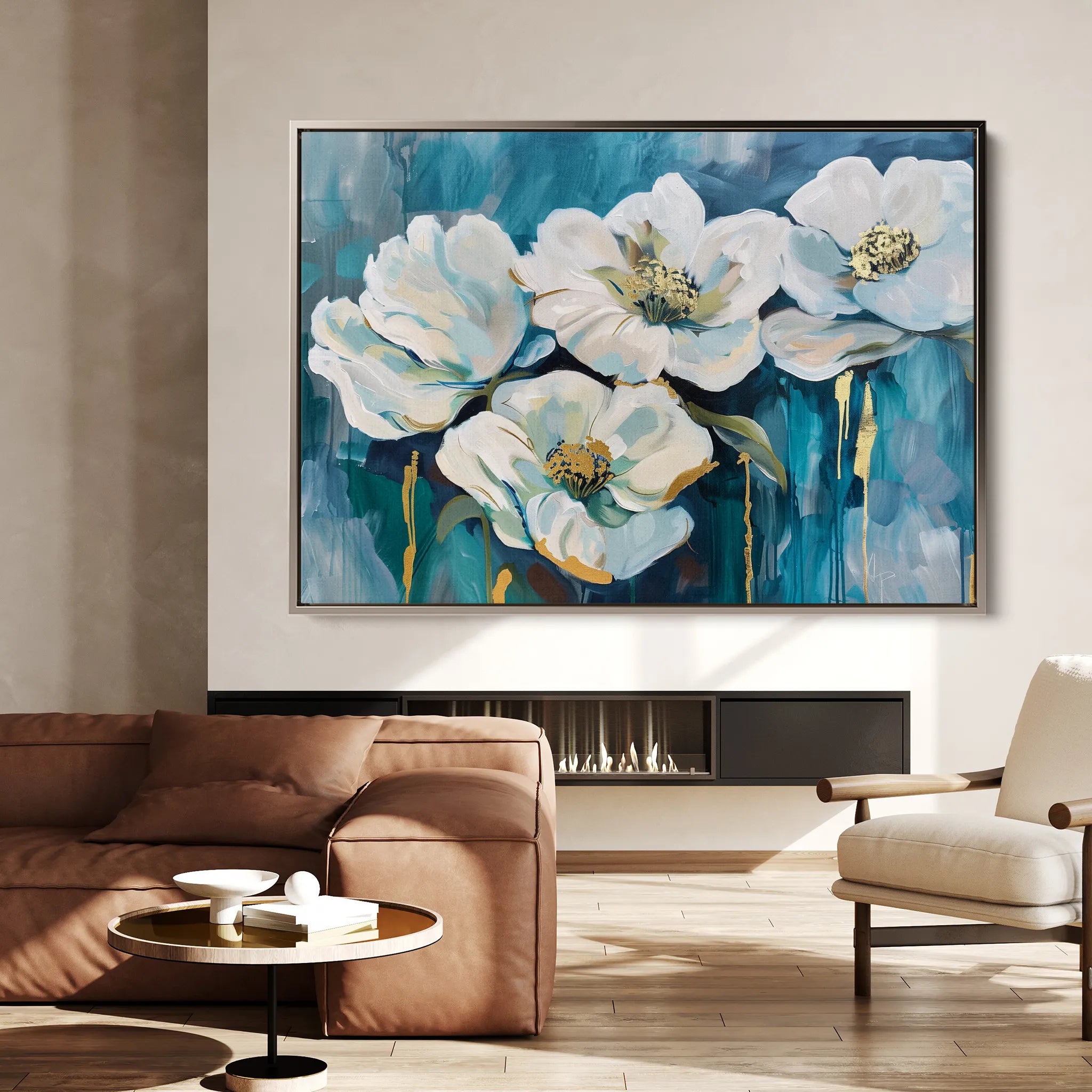 Floral 590 Canvas Art 18" x 24" / 45 x 60 cm / Black