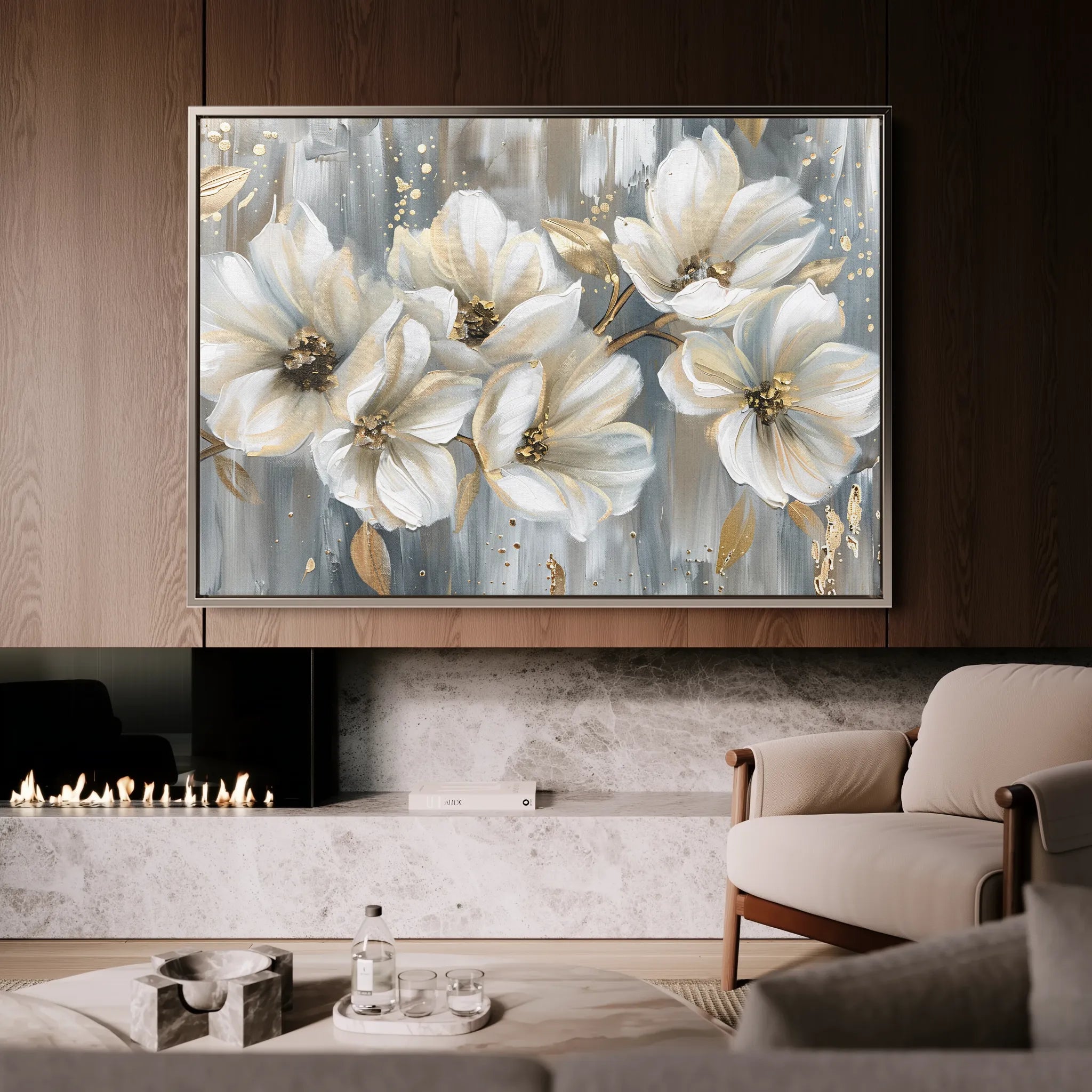 Floral 591 Canvas Art 18" x 24" / 45 x 60 cm / Black