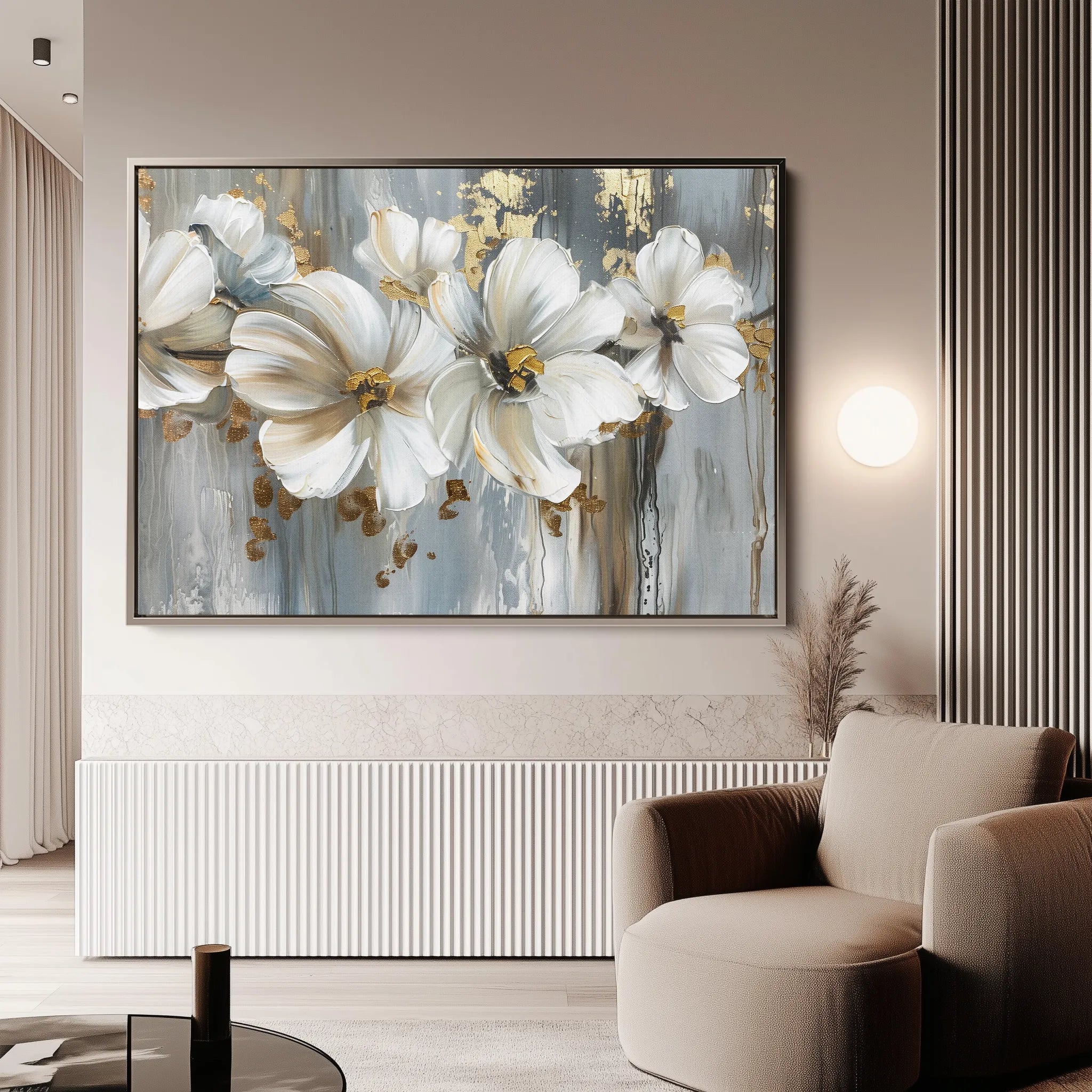 Floral 592 Canvas Art 18" x 24" / 45 x 60 cm / Black