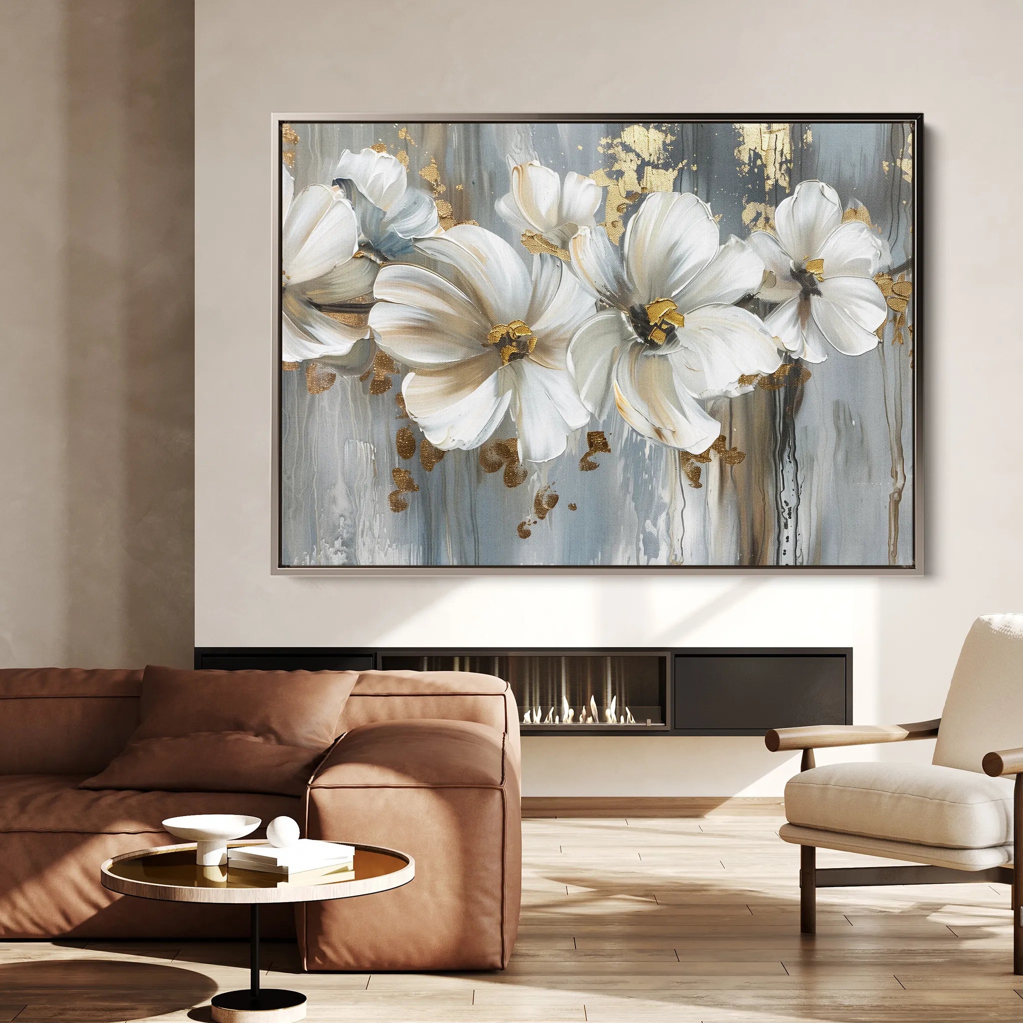 Floral 592 Canvas Art 18" x 24" / 45 x 60 cm / Black