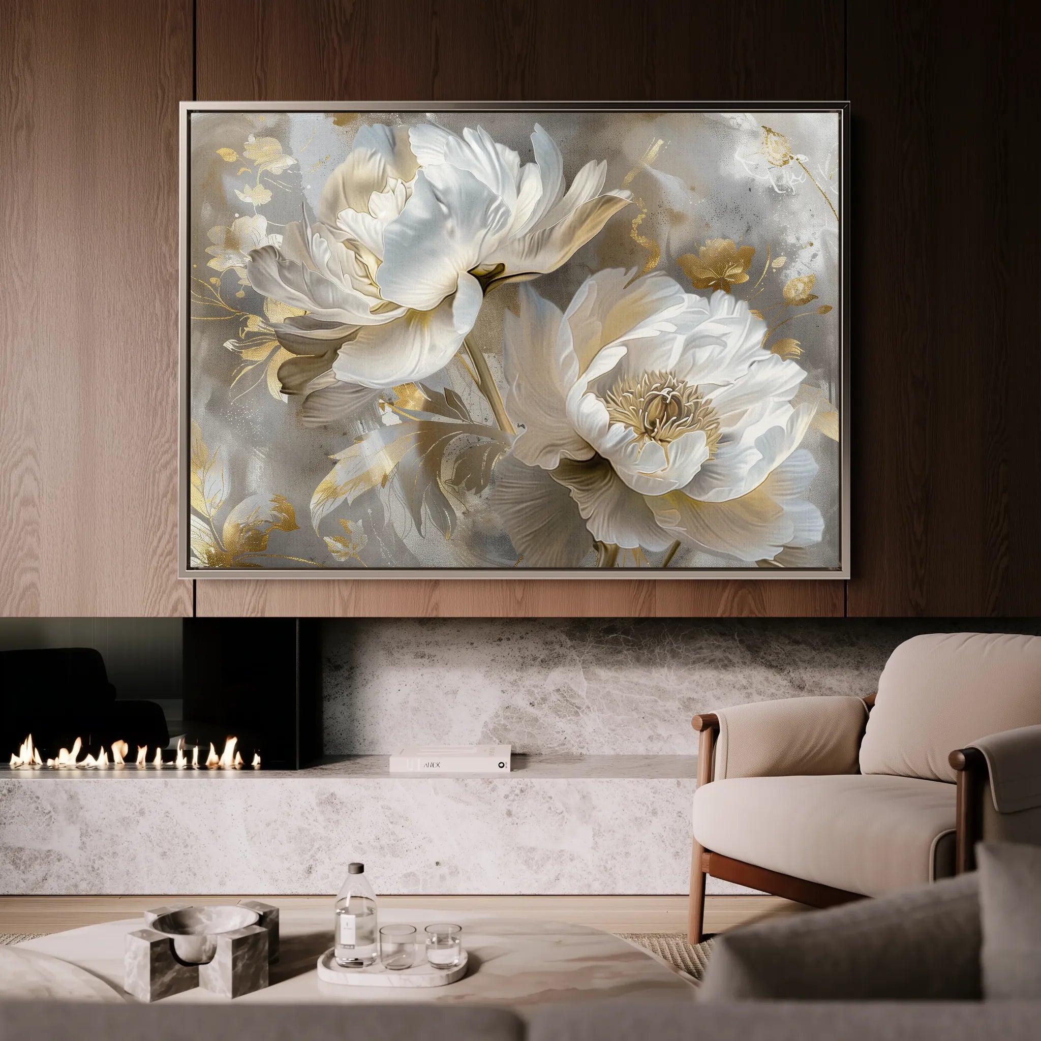Floral 593 Canvas Art 18" x 24" / 45 x 60 cm / Black
