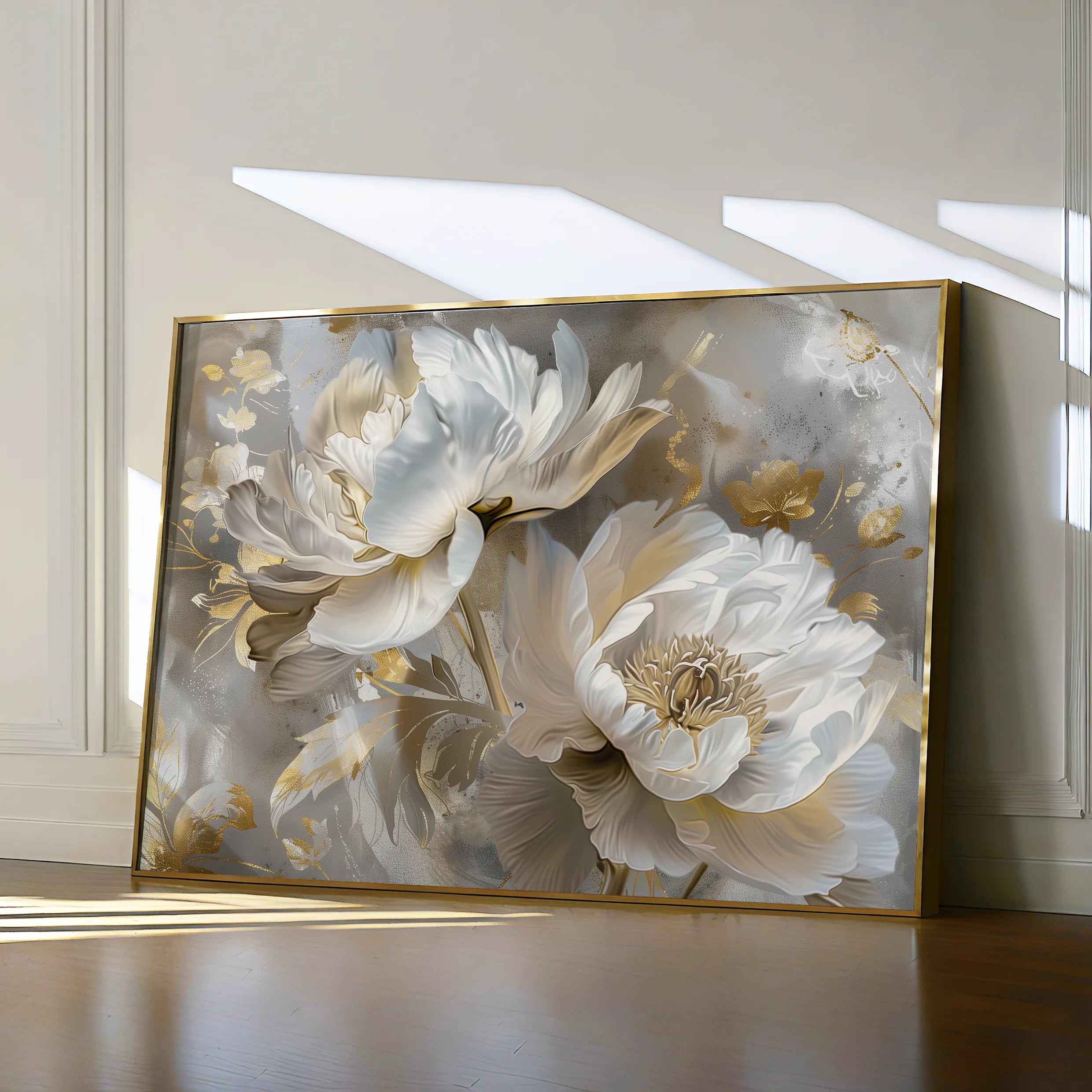 Floral 593 Canvas Art 18" x 24" / 45 x 60 cm / Black