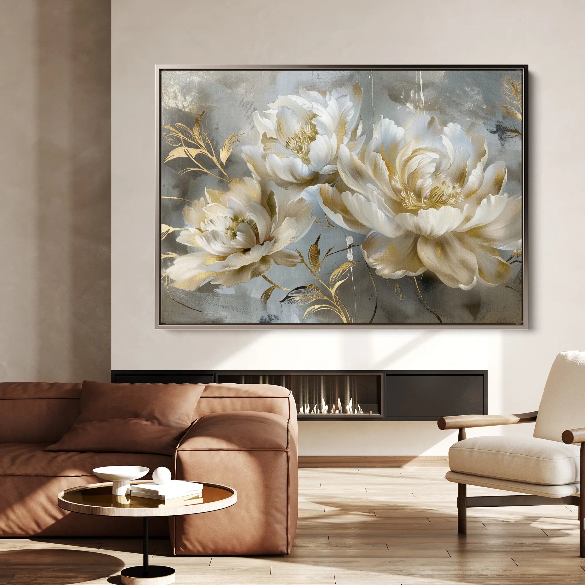 Floral 594 Canvas Art 18" x 24" / 45 x 60 cm / Black